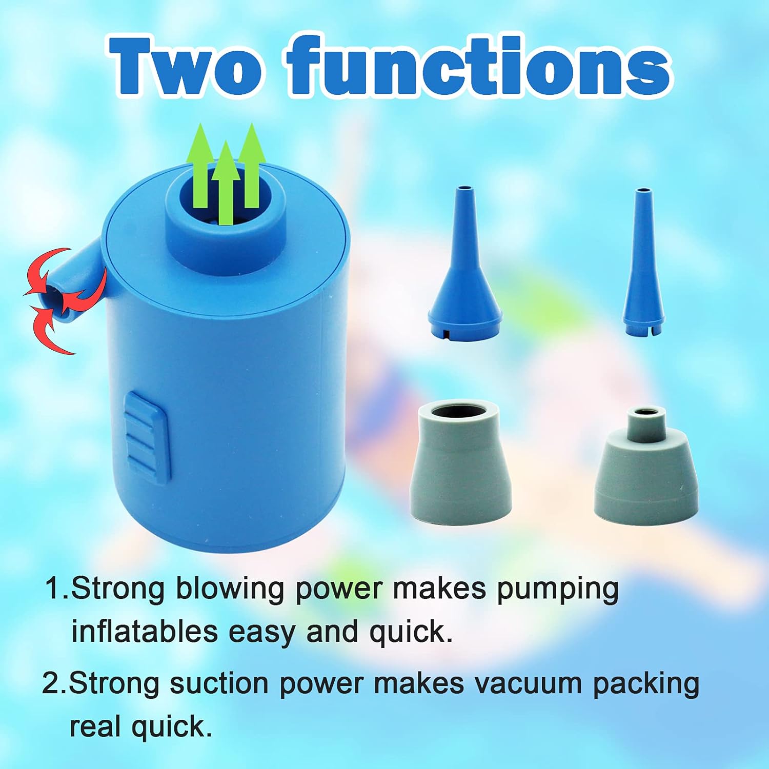 BUYMAX Portable Electric Air Pump for Inflatables, Tiny Air Pump with USB Cable, Mini Inflator/Deflator Pump for Air Mattress, Pool Float, Air Bed -（No Battery） : Home & Kitchen