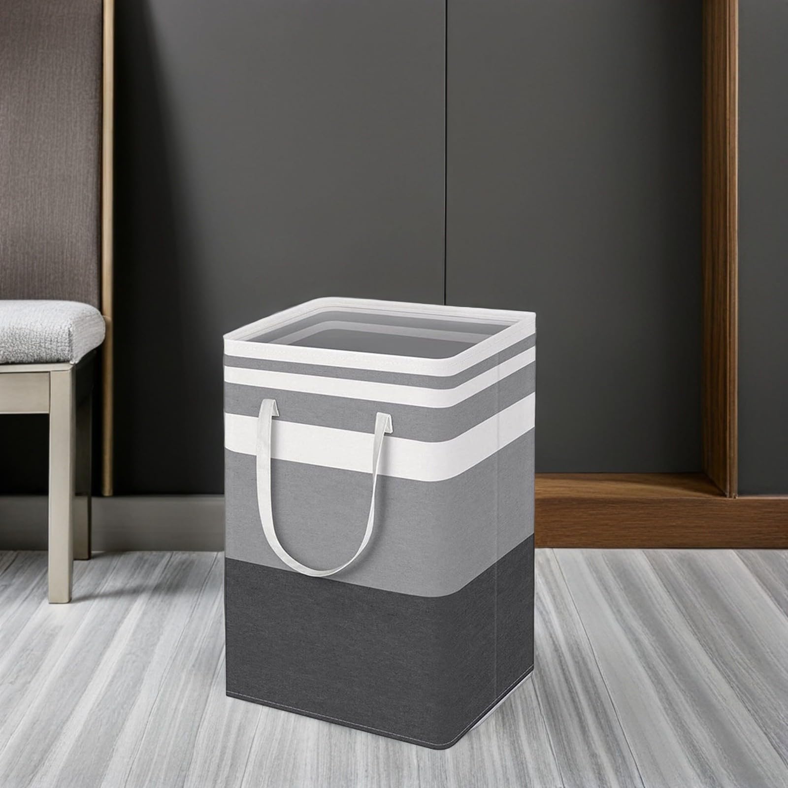 TOYANDONA Set da 3 Sacchetti da Viaggio per Biancheria Oxford, Pieghevoli con Manici, Grande Capacità, Design a Righe Moderne, per Dormitori e Viaggi