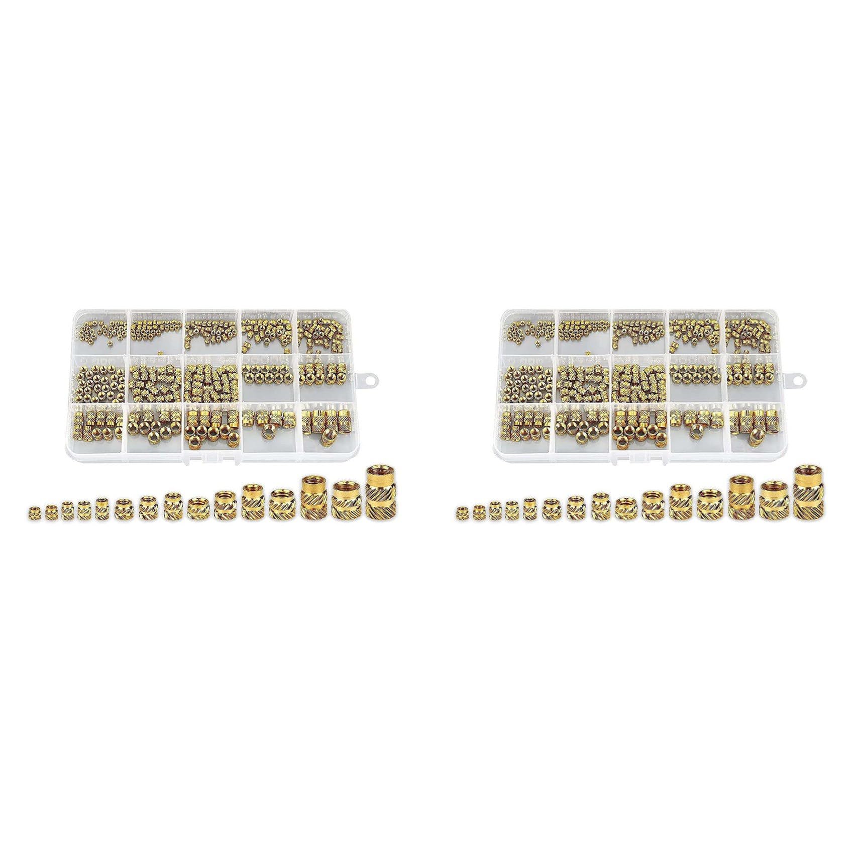 Jnchdghwa Yellow 600Pcs Thread Knurled Nuts, Brass Knurled Threaded Insert Nuts, Brass Threaded Inserts For 3D Printing Injection Molding