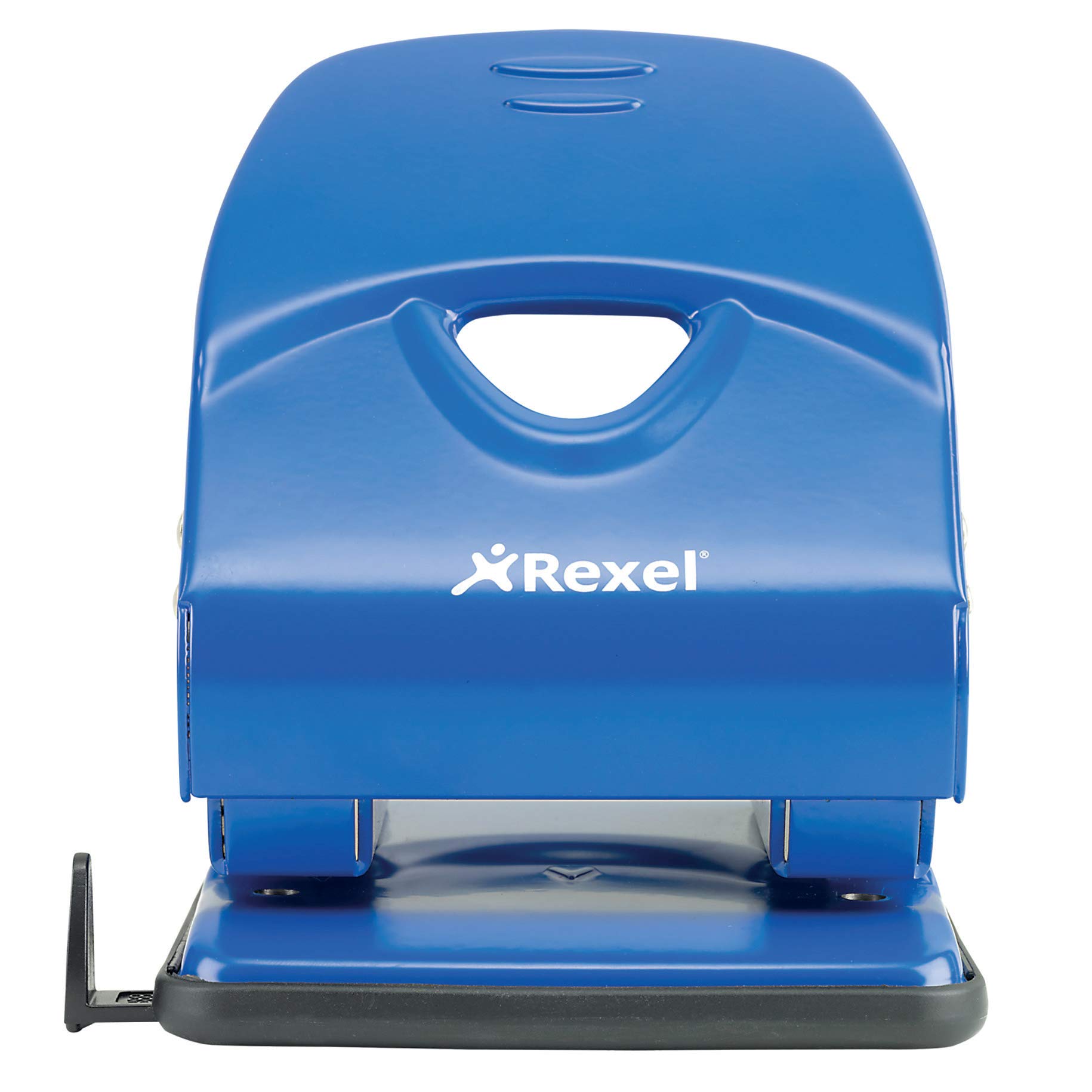 Rexel Value 240 2 Hole Punch, 40 Sheet Capacity, Adjustable Guide Bar, Metal, Blue, 2103654, Black - Image 2