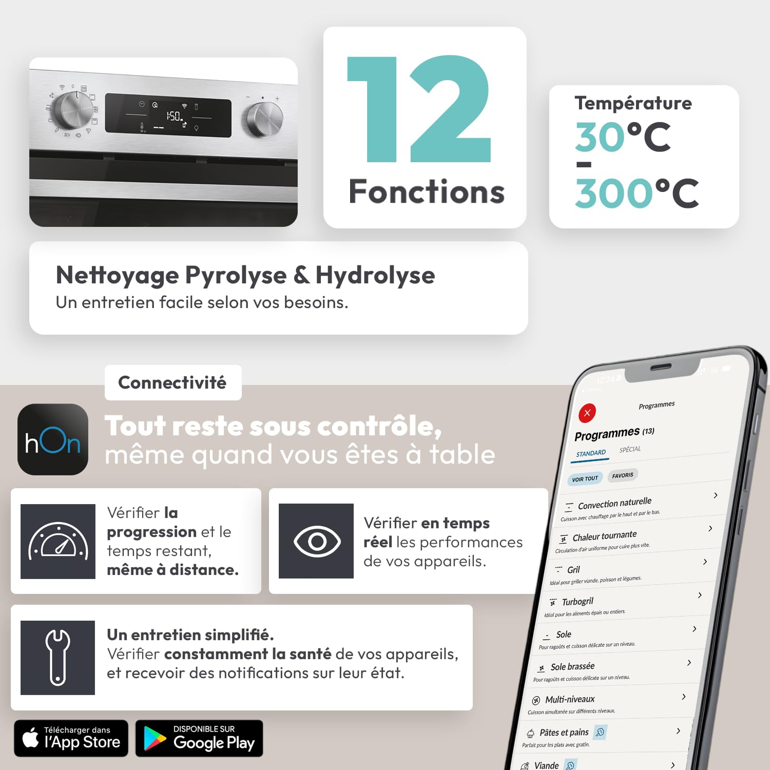 CANDY - Four Encastrable à Chaleur Tournante - Pyrolyse/Hydrolyse - 6 Niveaux de Cuisson - Classe Énergétique A++ - Cavité XXL (78L), Porte Froide, Pyrolyse, WiFi - Noir - 59,5 x 59,5 x 56,8 cm