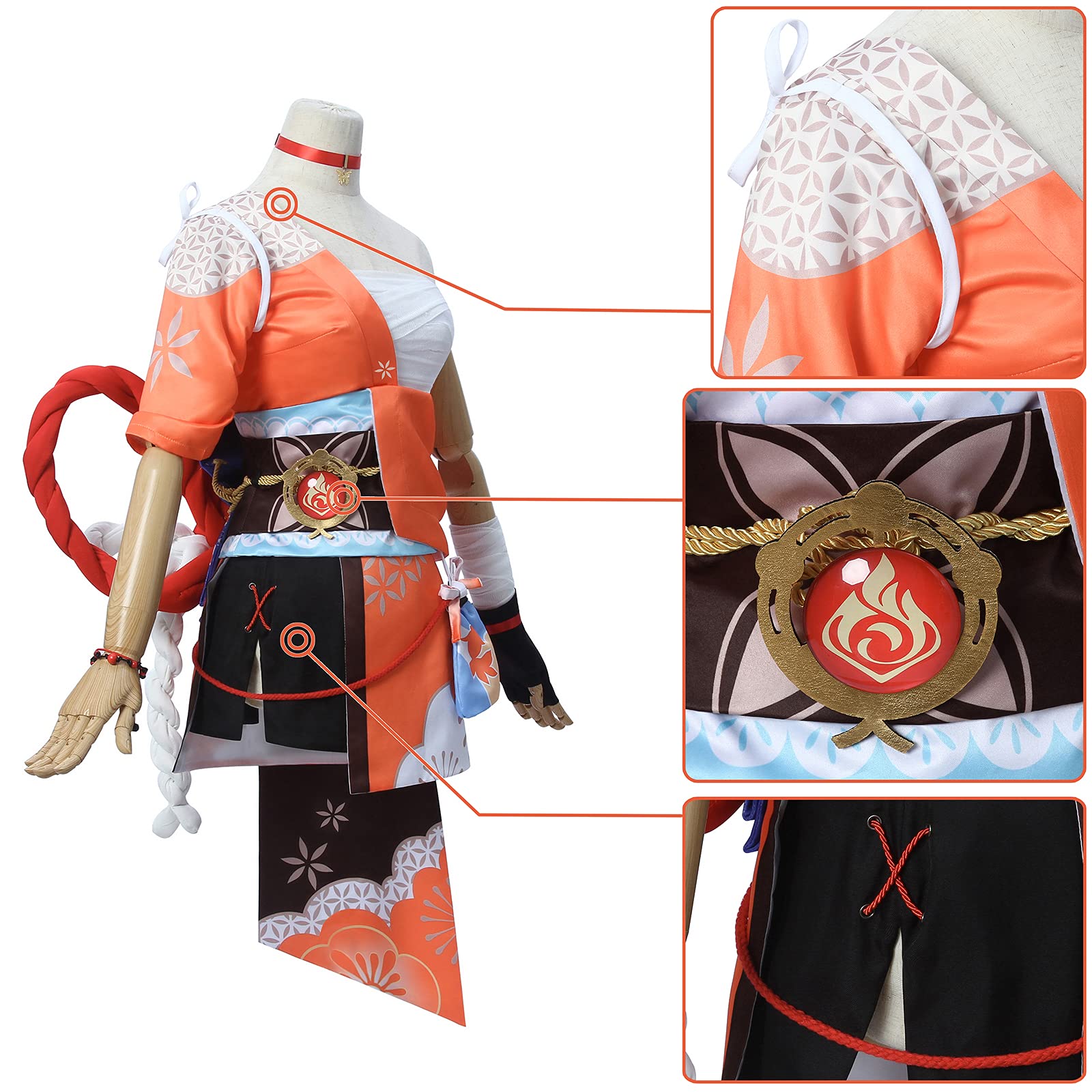 Amazon.co.jp: NOKIJP 原神 稲妻 宵宮 コスプレ げんしん風 琉焔に舞う