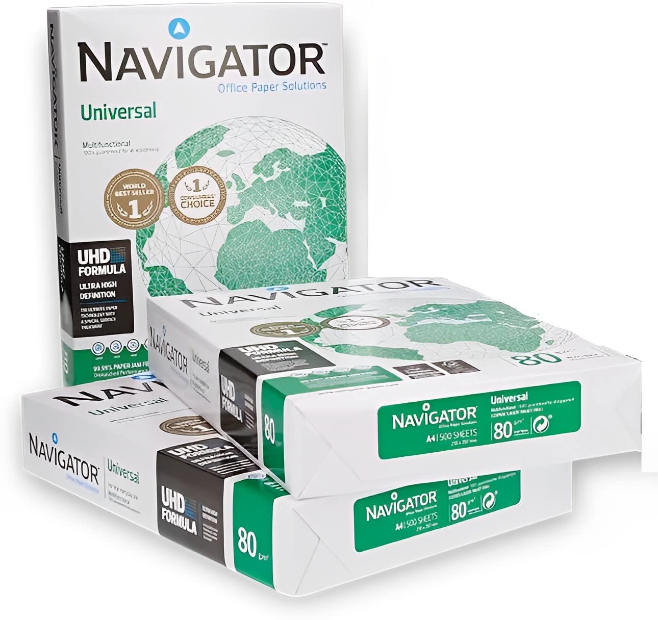 Papel Navigator DIN A4 multifunción 80gr - 5 paquetes (2.500 folios) - compatible con impresoras de inyección de tinta e impresoras Laser.