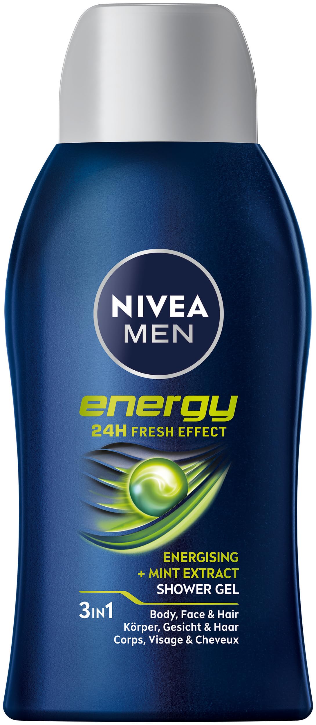NIVEA MEN Energy Duschgel Mini, pH-hautneutrale Pflegedusche mit belebendem Duft und 24h Frische Effekt, Cremedusche mit natürlicher Minze für Männer (50 ml)