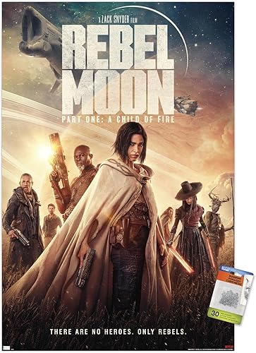 Trends International Netflix Rebel Moon Part One - A Child of Fire - One Sheet Wall Poster, 22.37" x 34.00", Premium Poster & Push Pin Bundle