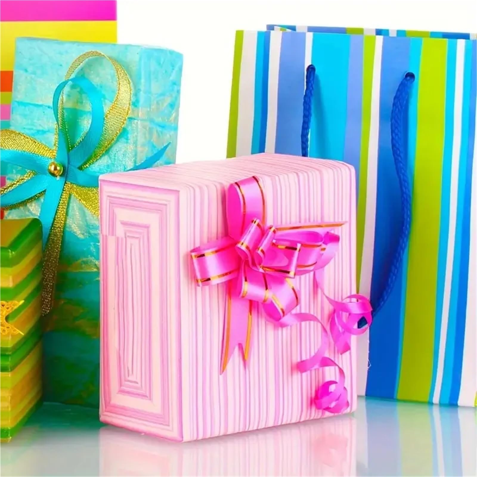 Schleifen zum Ziehen, bunt, Geschenkverpackung, Halloween, Weihnachtsdekoration, Hochzeit, Geburtstag, Jahrestag, Party, 160/400 Stück (400 Stück, Silber)