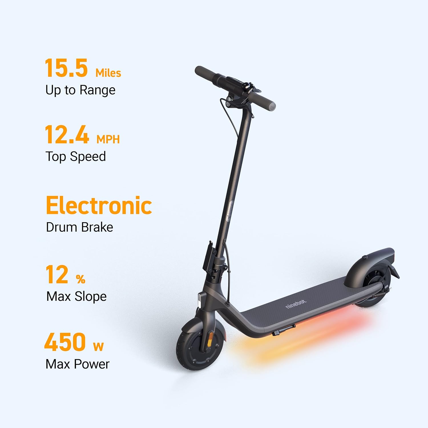Segway Ninebot E2/E2 Plus/ES1L Electric KickScooter, Power by 250W-300W Motor, Up to 12.4-15.5 Miles Range & 12.4 MPH-15.5 MPH, 8.1" Tires, Electronic Drum Brake, Commuter E-Scooter for Adults