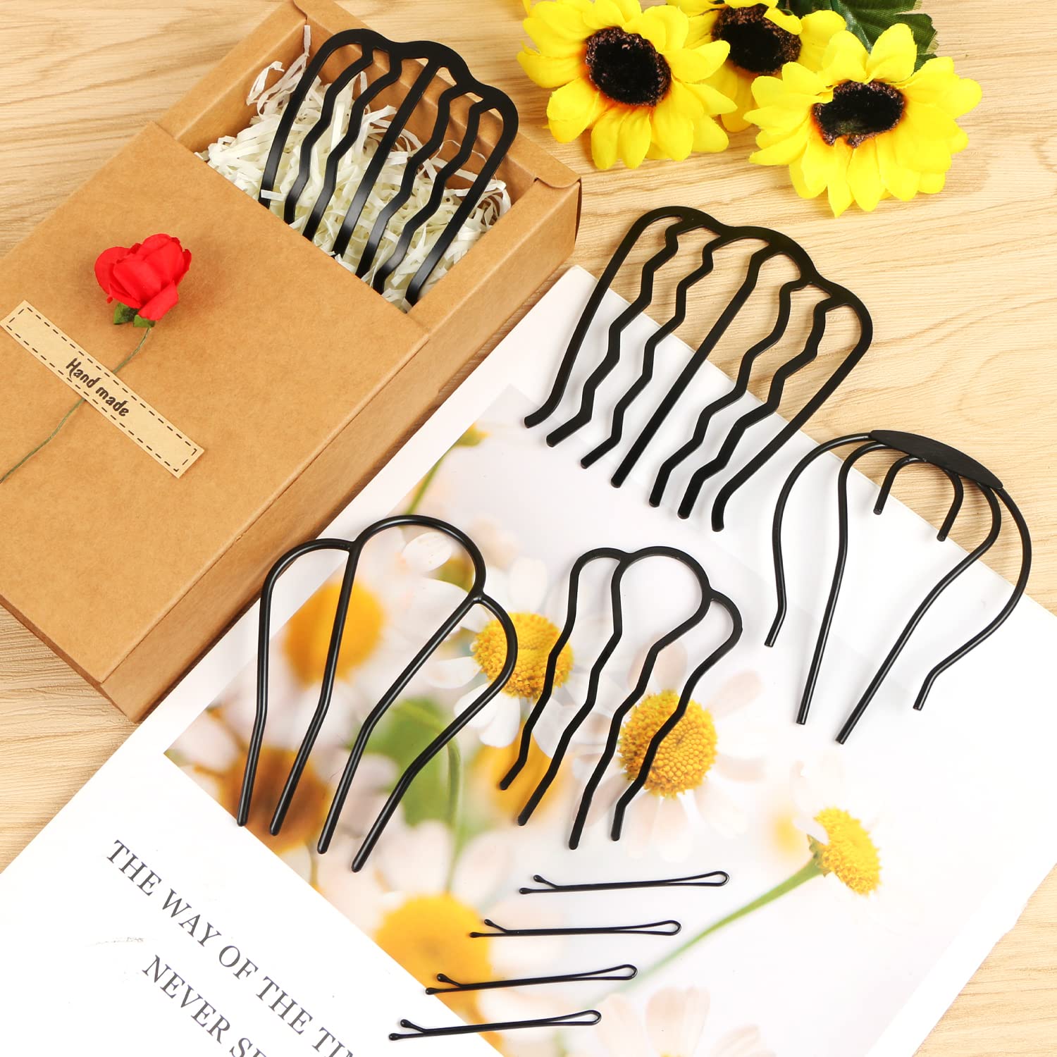 12 Pcs Hair Side Combs for Women Accessories, Hair Fork Clips for Updo Bun, U-Shape Hair Combs for French Twist Teeth Hair Pin for Women Girls Vintage Hair Styling Accessories - Image 3