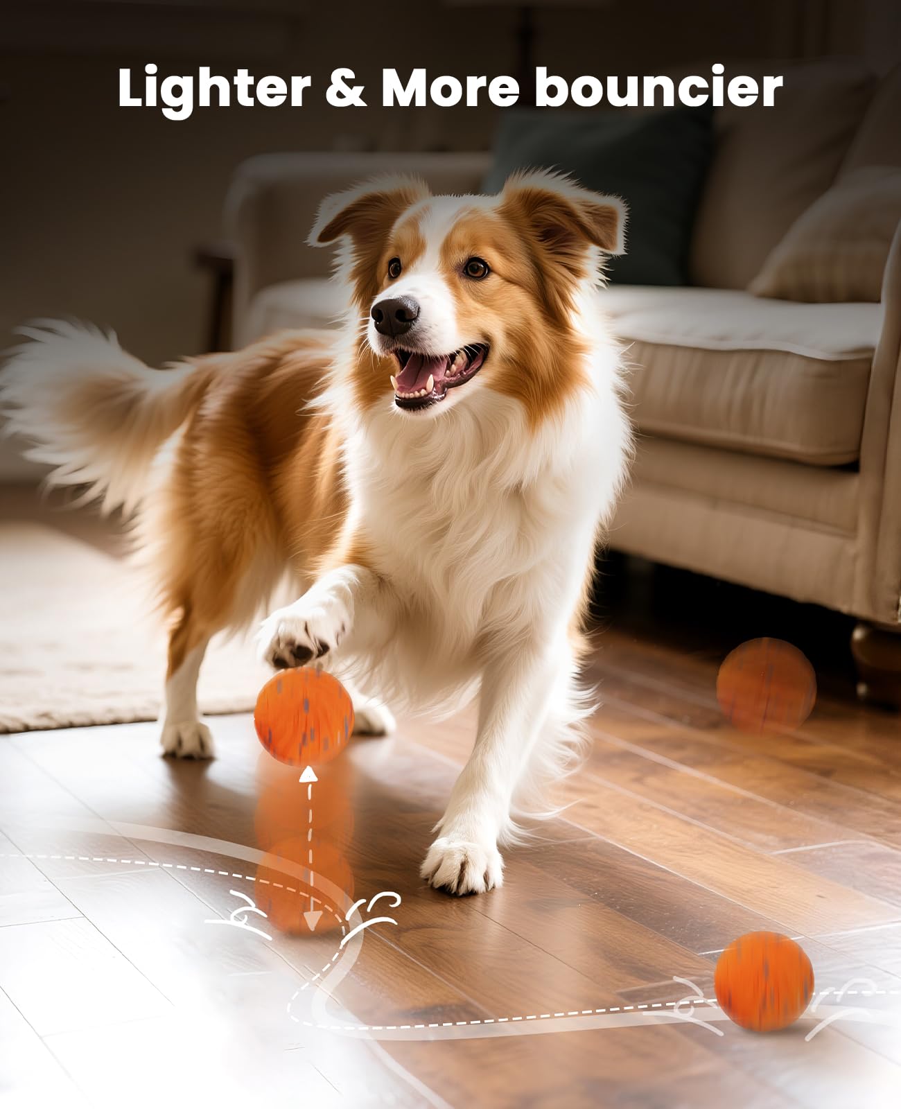 Xeuch Balle interactive intelligente pour chien, balle mobile automatique pour chiot, chiens de taille moyenne et grande, matériau ETPU, jouet rebondissant rotatif et rotatif activé par le mouvement