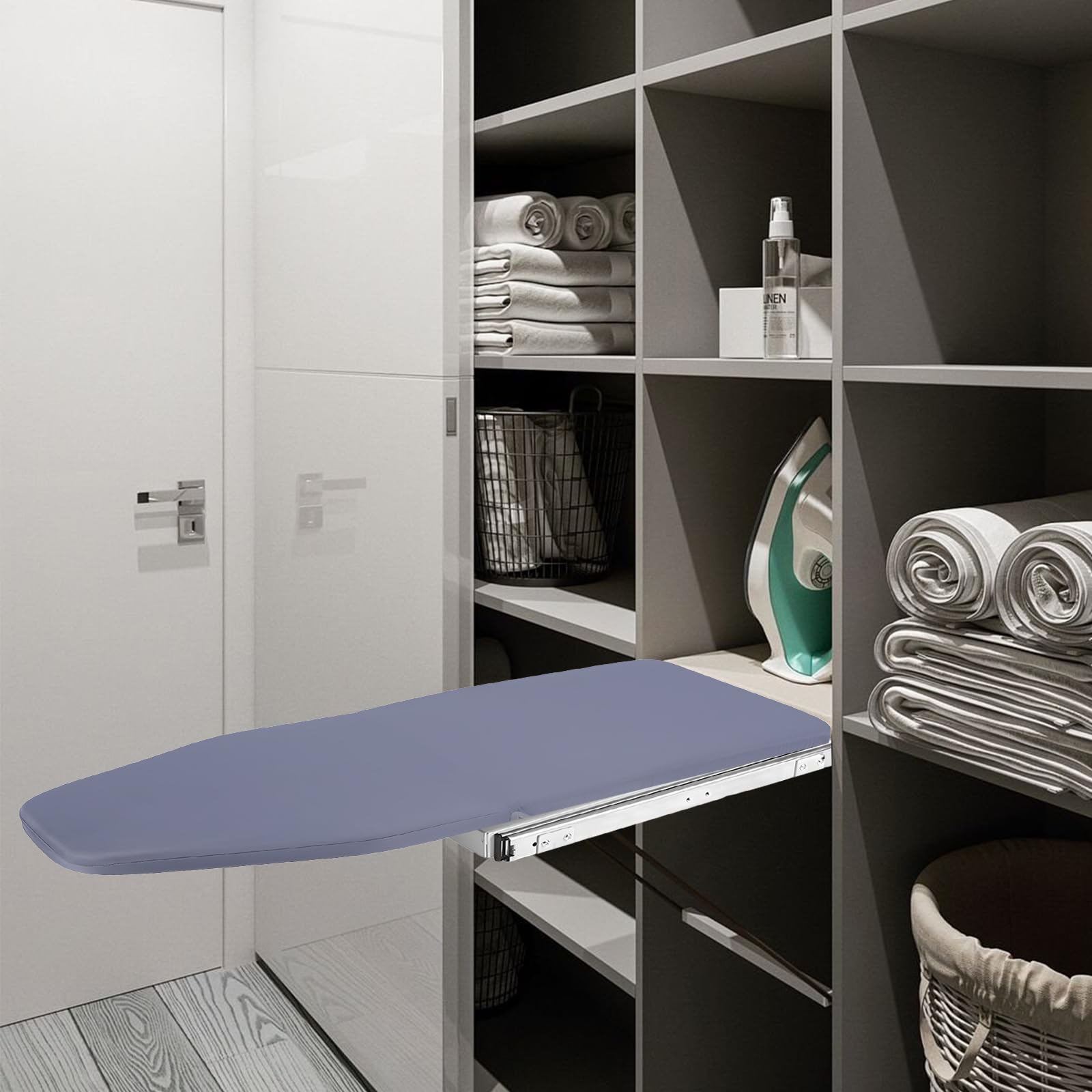 Tabla de planchar extensible, giratoria 180°, 45 kg, funda resistente al calor, ahorra espacio, 80 x 29,5 x 12 cm, color