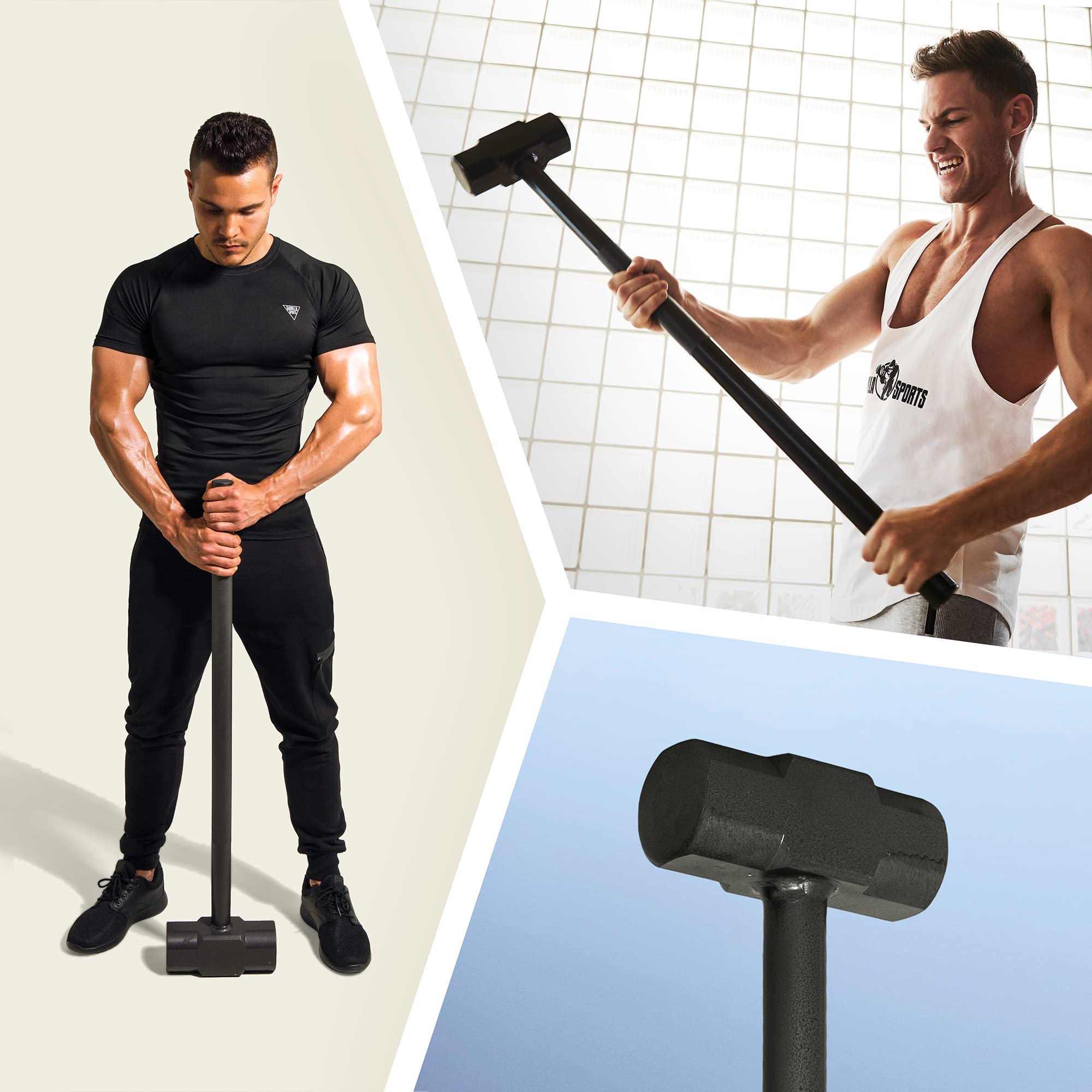 Gorilla Sports® Martello Fitness - 6kg / 8kg / 10kg / 12kg / 15kg / 20kg / 25kg / 30kg Pesi, Acciaio - Mazza da Allenamento, Hammer, per Palestra, Bodybuilding, Sollevamento, Muscoli, Esercizi, Forza