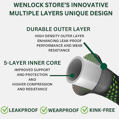 Miniatura 4 de Manguera de jardín de 75 pies, ligera, resistente boquilla de metal con 9 pulverizadores, resistente, manguera de agua flexible a prueba de fugas,