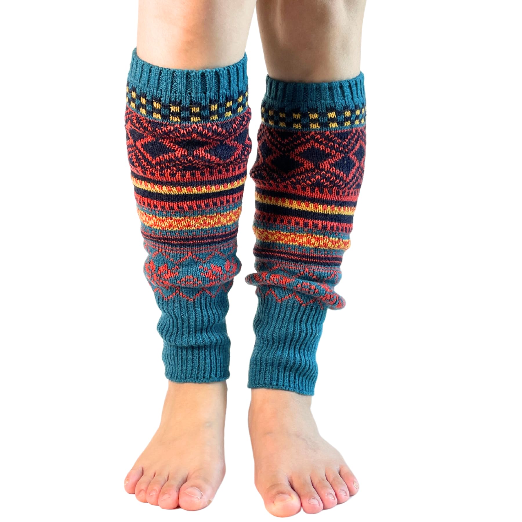 Daisy & Dino Calentadores de piernas bohemios para mujer, calentadores de tobillo de punto de invierno, puños de botas de invierno