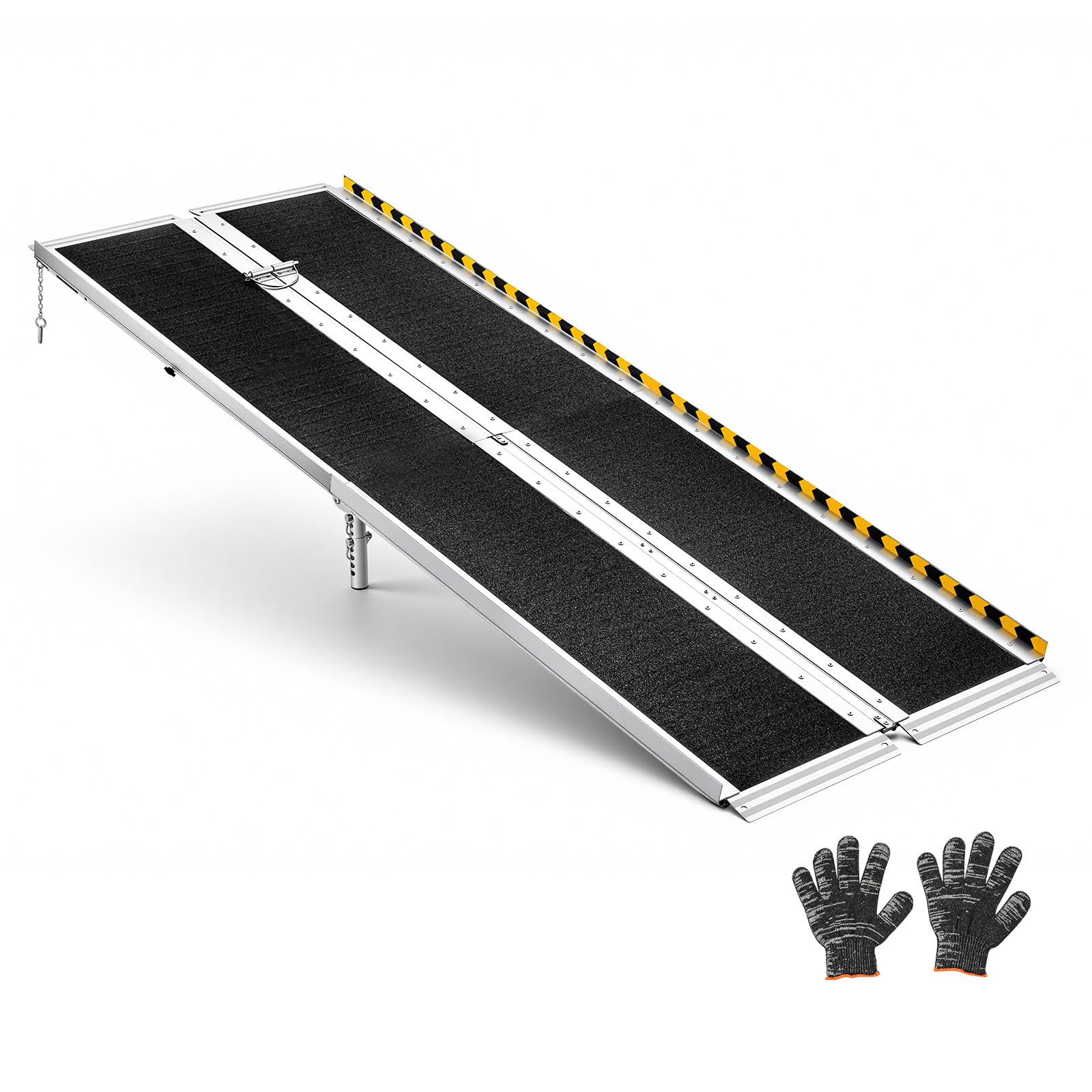VEVOR Rampa para Silla de Ruedas Plegable 2135 x 750 mm, Rampa de Umbral de Aluminio Antideslizante con Capacidad de Carga 362,9 kg para Puertas, Scooters, Escaleras, Andadores, Entradas y Uso Diario