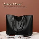 FITDON Sac de rangement avec zip pour les femmes, PU Poignée en cuir Sacs à main Mesdames Sac à épaule pour le travail Voyage scolaire Shopping