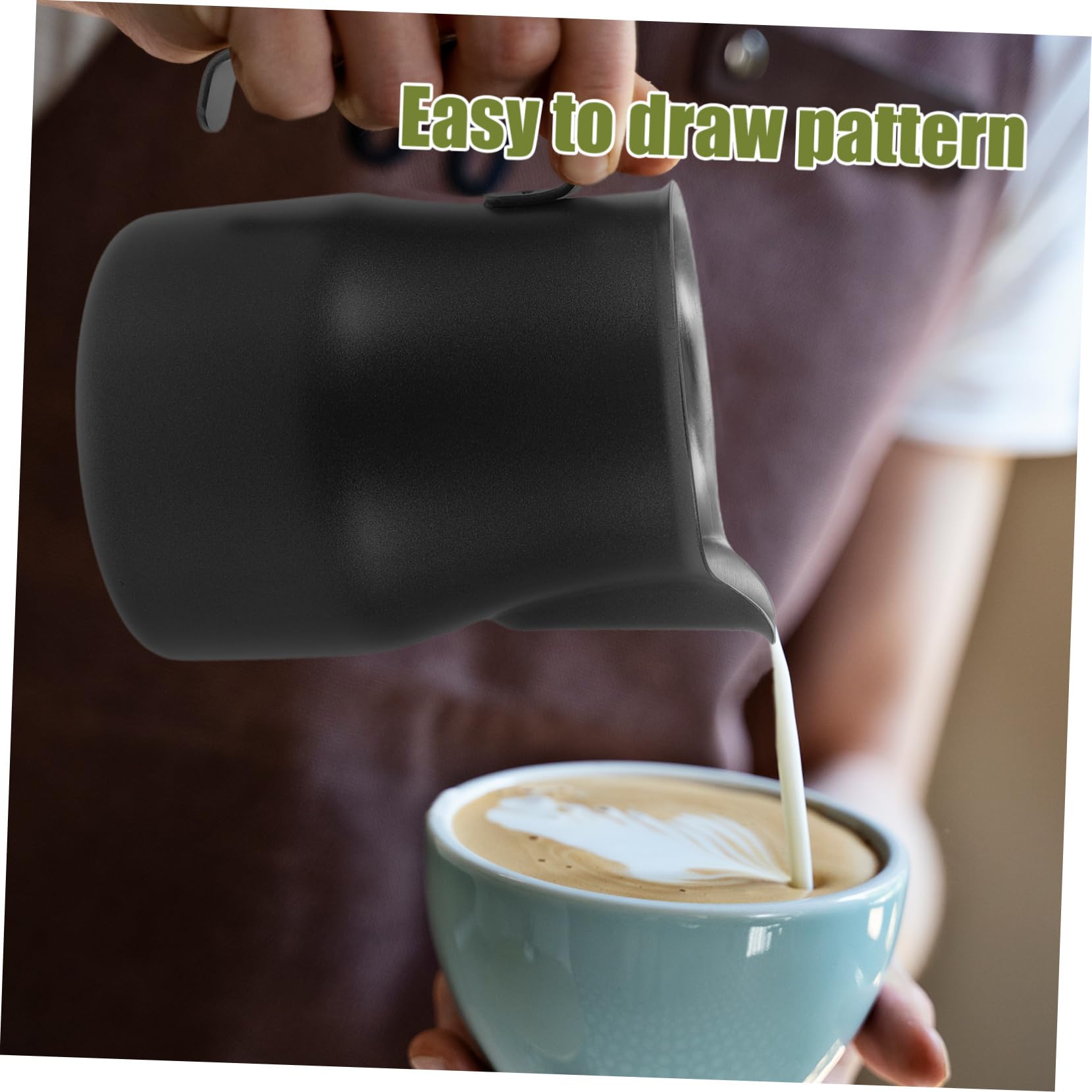 Operitacx 5 Piezas Taza de café con leche tazas de café con leche boca tazas de espresso portátil émbolo leche de leche jarra para hacer espuma de cafe taza de espuma Acero inoxidable Negro
