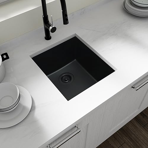 Miniatura 88 de Fregadero de cocina blanco, fregadero de barra blanca de 17 pulgadas, fregadero de barra de montaje inferior de 17 x 19 x 10 pulgadas