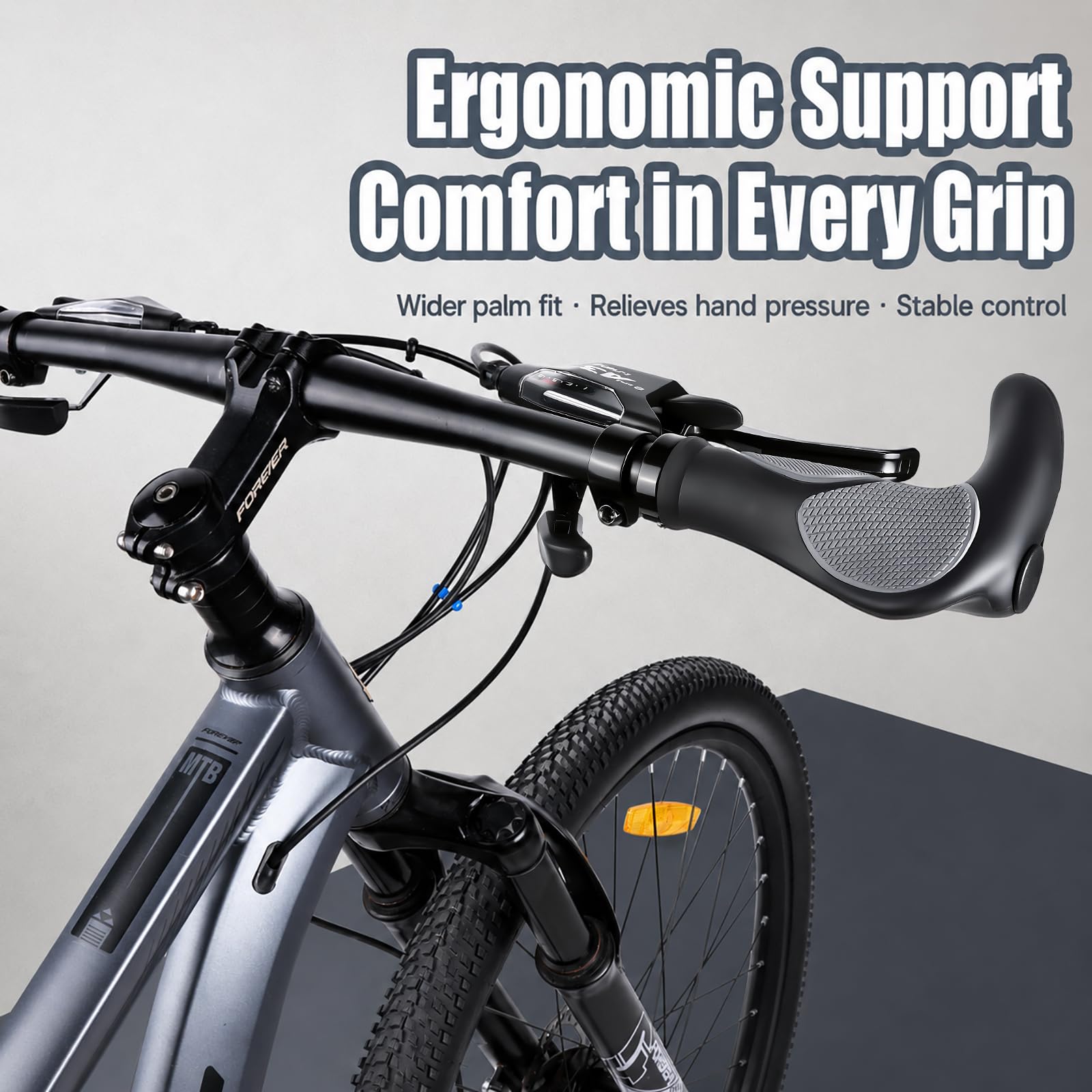 Uniwersalne uchwyty rowerowe o średnicy 22,2 mm, ergonomiczne, łatwe w instalacji, amortyzujące wstrząsy, pasują do roweru górskiego, roweru składanego, roweru szosowego, roweru elektrycznego