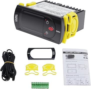 PJEZS0H100 Carel Temperature Controller Compatible with Carel and All Refrigerator Types,115V Digital Thermostat with Temperature Sensor Probe, Mounting Hardware and Instructions, Original OEM