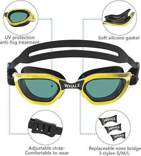 Miniatura 2 de Whale Gafas de natación para niños, 100% protección UV y antivaho - Sello de silicona ultra suave, para edades de 4 a 14 años