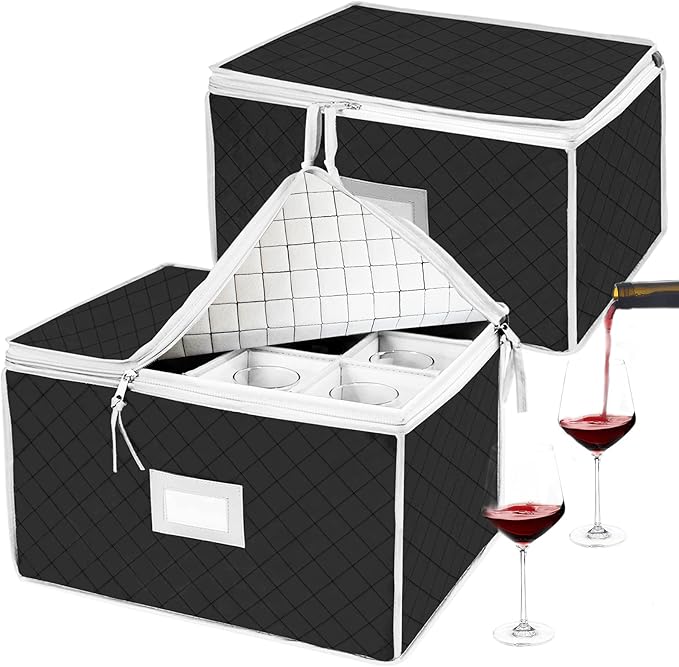 Stemware Storage Box Cases 2 pack,China Storage Containers Chest,Holds