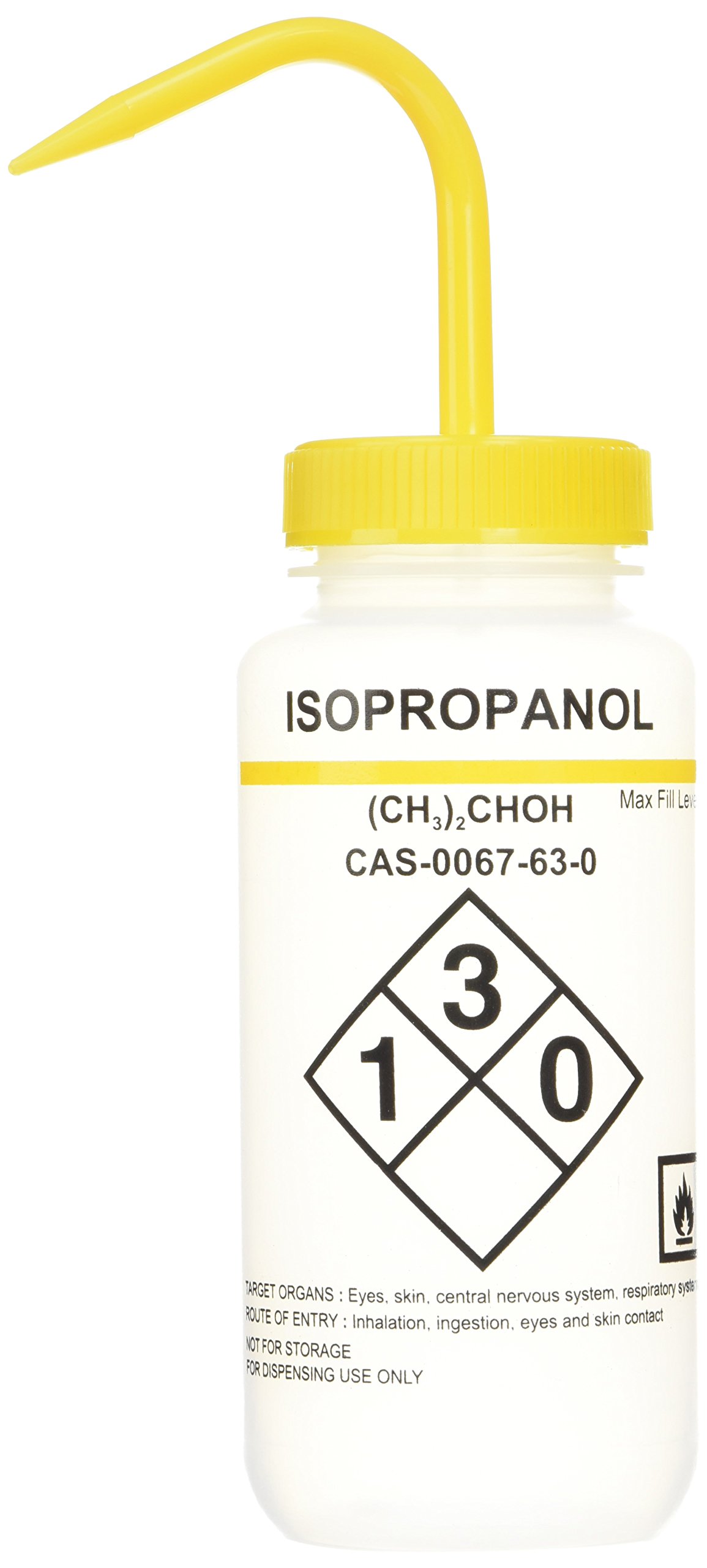 Heathrow Scientific HD120252 - Frasco lavador (etiquetado de seguridad, autoventilación, boca ancha, isopropanol, 500 ml, 6 unidades)