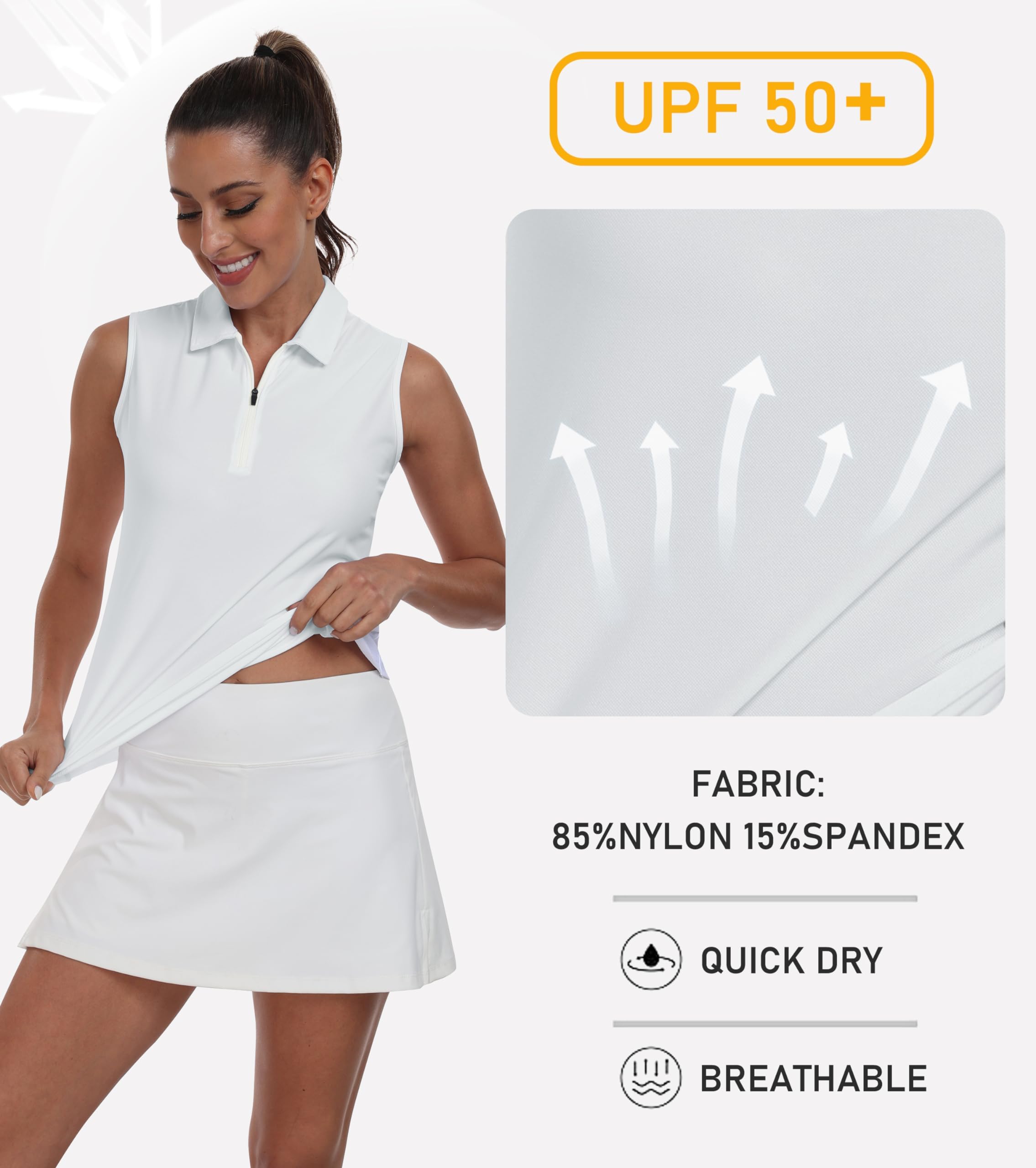 MoFiz Camisetas Sin Mangas para Mujer Polo Verano Camisetas Deportivas Tank Top Golf con Cremallera