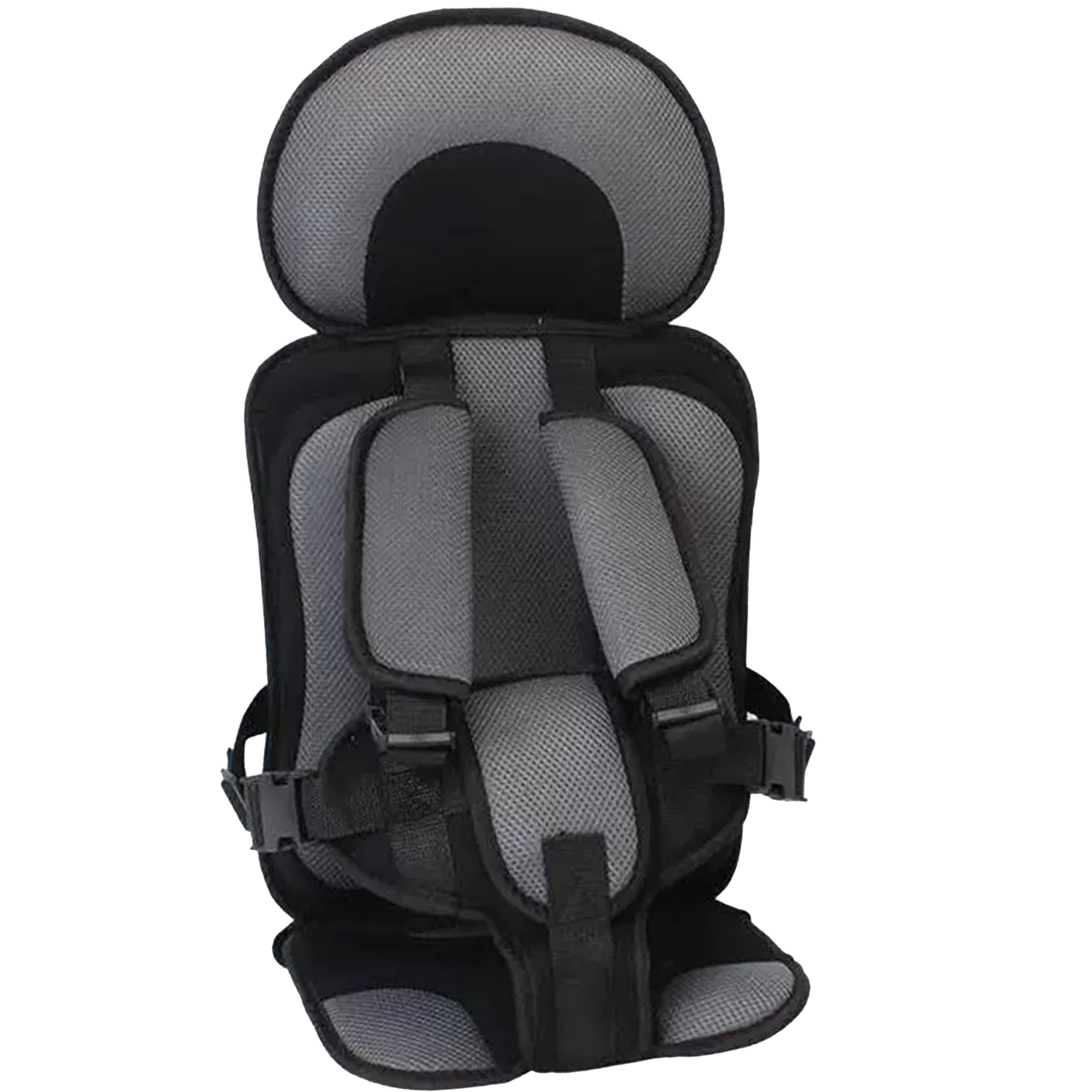 mom care portable toddler travel seat with 5-point harness | baby dining chair seat support for travel, stroller & home | lightweight, foldable & washable (1+ years) black