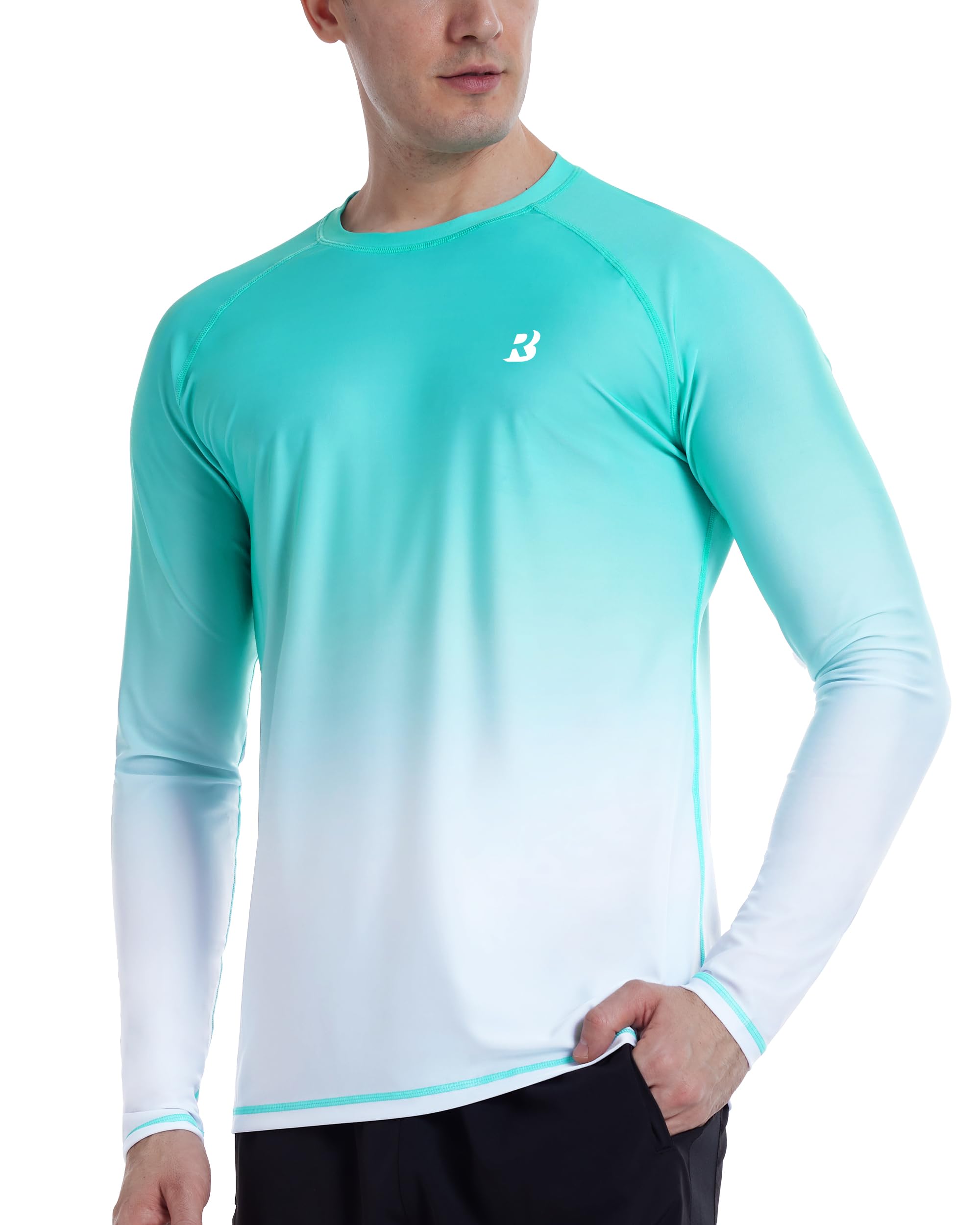 Roadbox Men's UPF 50+ Sun Protection Shirt Long Sleeve, Quick Dry Breathable Rash Guard for Swimming Fishing, Hiking & Running