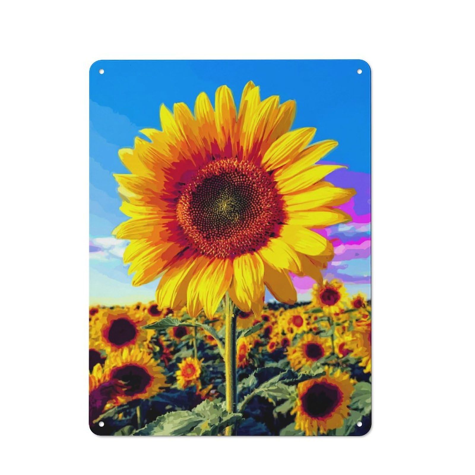 Junmoney Sunflower Field Bliss Tin Sign 40X30cm With For Home Bar Wall, Vintage Decor, Wall Decoration For A Recently Updated Home Bar