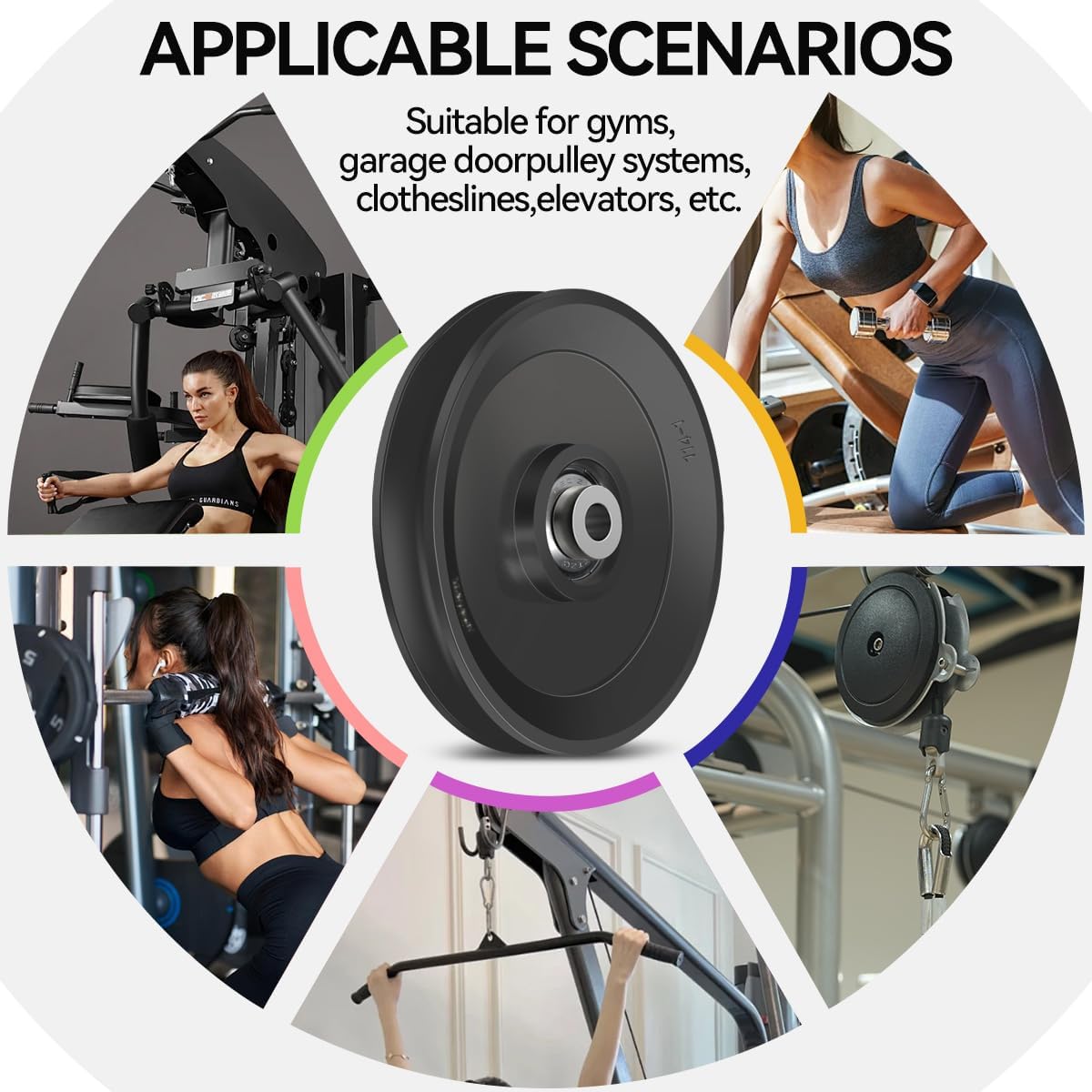Rueda de polea de rodamiento de nailon, sistema de polea de gimnasio, poleas de ejercicio para puerta de hombros, material de nailon, sistema de polea de cable, fácil de instalar y silencioso