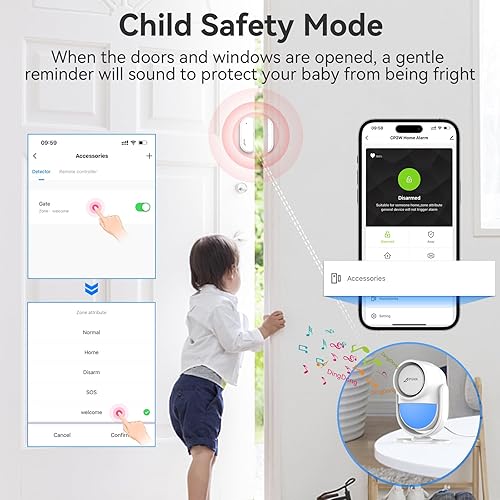 Miniatura 6 de CPVAN Sistema de alarma para el hogar con sensor de movimiento PIR, WiFi inalámbrico DIY Smart DoorWindow Alarm para seguridad del hogar con alerta