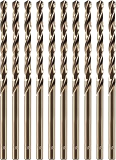 amoolo 1/8" inch Cobalt Drill Bits(10Pcs), M35 HSS Metal Jobber Length Twist Drill Bit