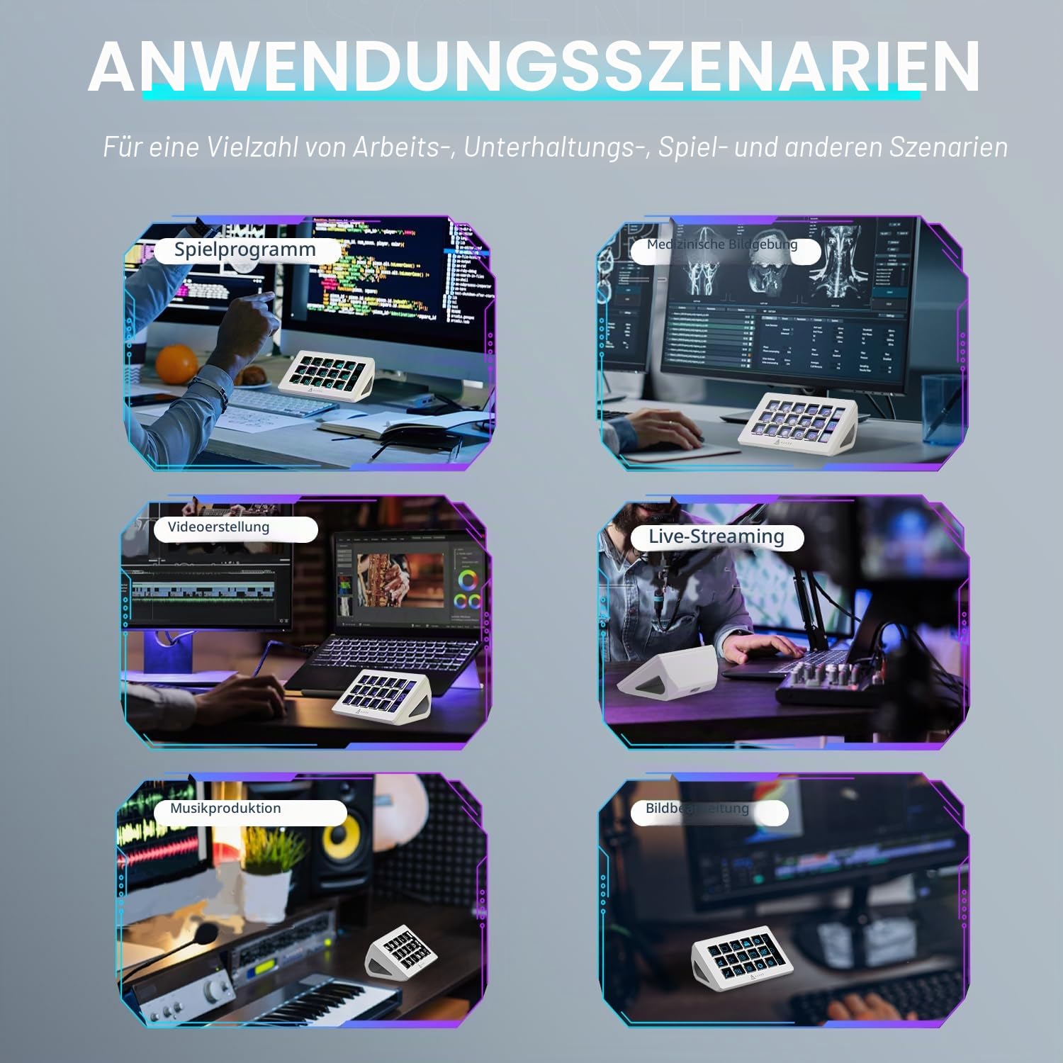 AKP153 Studio-Controller, 15 Makrotasten, Auslösen von Aktionen in Apps und Software wie OBS, Twitch, ​YouTube, benutzerdefinierte Konsole für Live-Streaming, Foto- und Videobearbeitung (weiß)