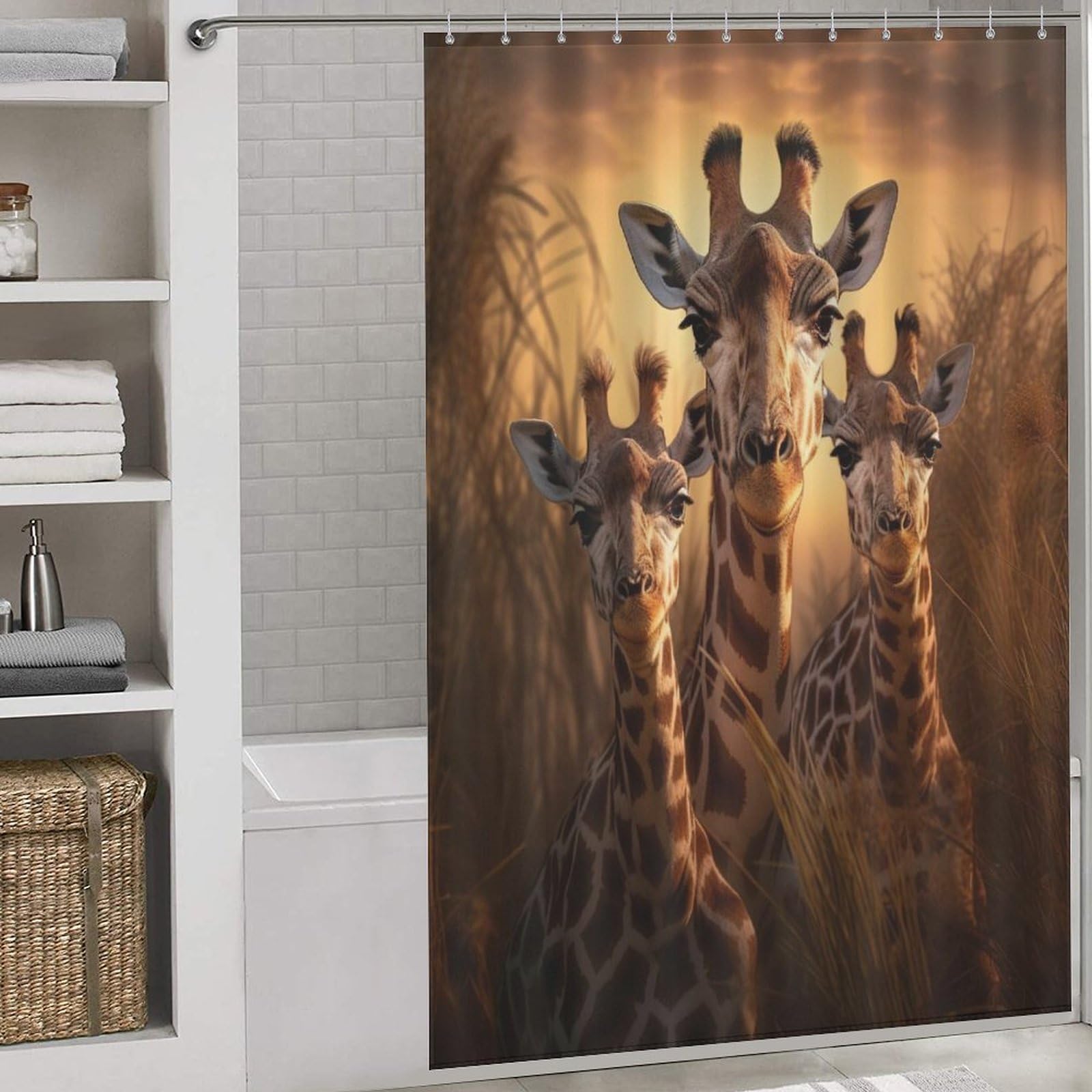 Rideau de douche girafe lavable pour stopper les projections