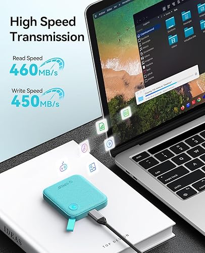 Miniatura 3 de ORICO SSD portátil de 2 TB con cable USB C 2 en 1, unidades de estado sólido externas, hasta 460 MB/s, indicador de estado, almacenamiento confiable
