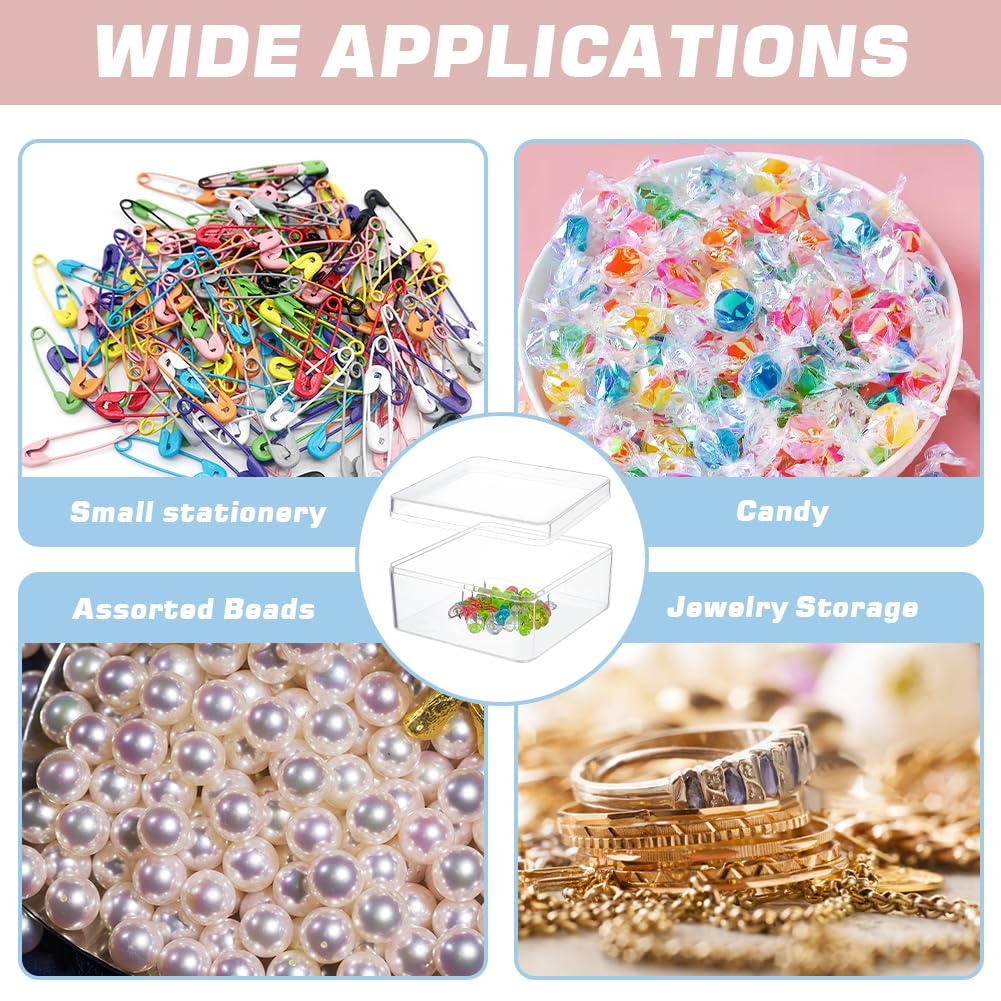 BENECREAT 2Pcs Boîte Acrylique Avec Couvercle, 8x8x6 Cm Clair Cube Vitrine Boîtes De Rangement Organisateur Conteneurs Pour Mariage Anniversaire Cadeau Emballage Bijoux Bureau Fournitures Stockage