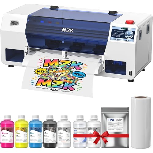 MZK A3 Pro F1080 DTF Printer-2X Speed VS L1800,24/7 Auto-Maintenance Mode+White Circulation Filter+Printhead Anti-Clog Design,T-Shirt Printing Machine for DIY/Apparel Business,2-Year Free Ink