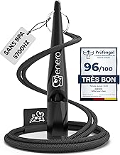 ENERO Sifflet pour chien - Dressage et éducation de sifflet chien extrêmement fiable - fort & puissant à longue portée - sangle pratique incluse - Sifflet de Dressage à fréquence normalisée - noir