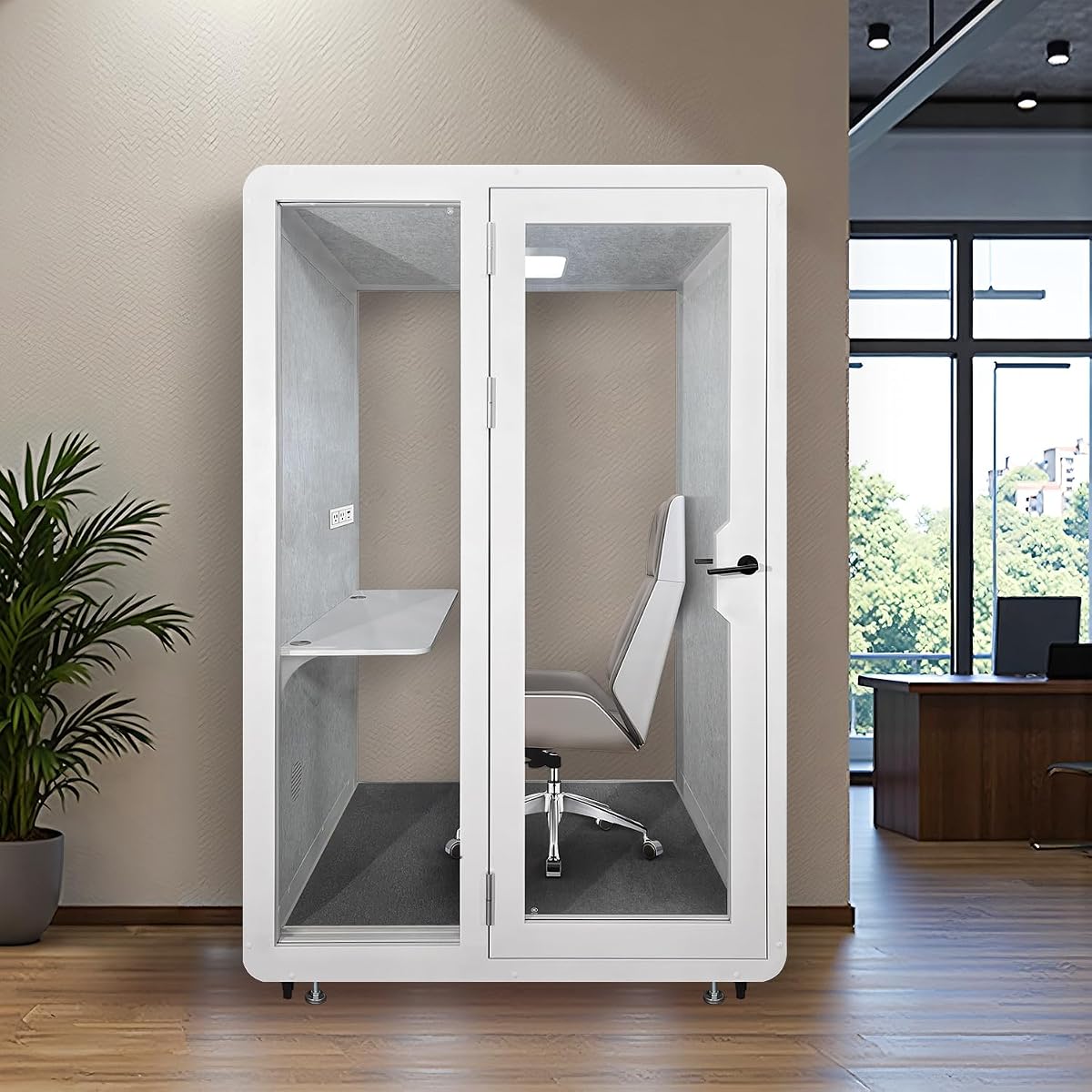 Cabina de oficina insonorizada, cápsula de reunión silenciosa con paneles acústicos, sala de enfoque móvil, cabina silenciosa de privacidad para llamadas telefónicas privadas, espacio de trabajo para 1-2 personas con aislamiento de sonido W55in D48in H92in
