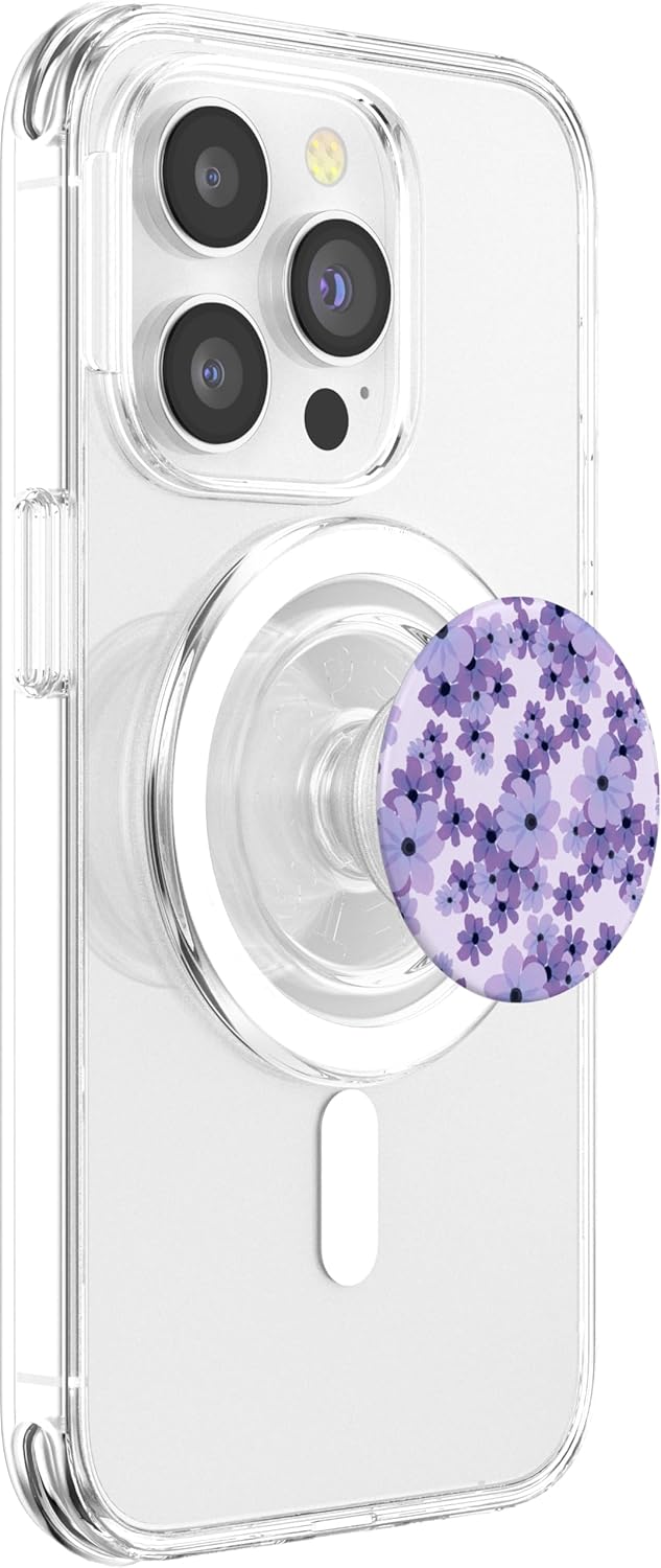 Purple Flowers Pattern Pop-Up Socket Grip-Flowers Floral PopSockets PopGrip for MagSafe