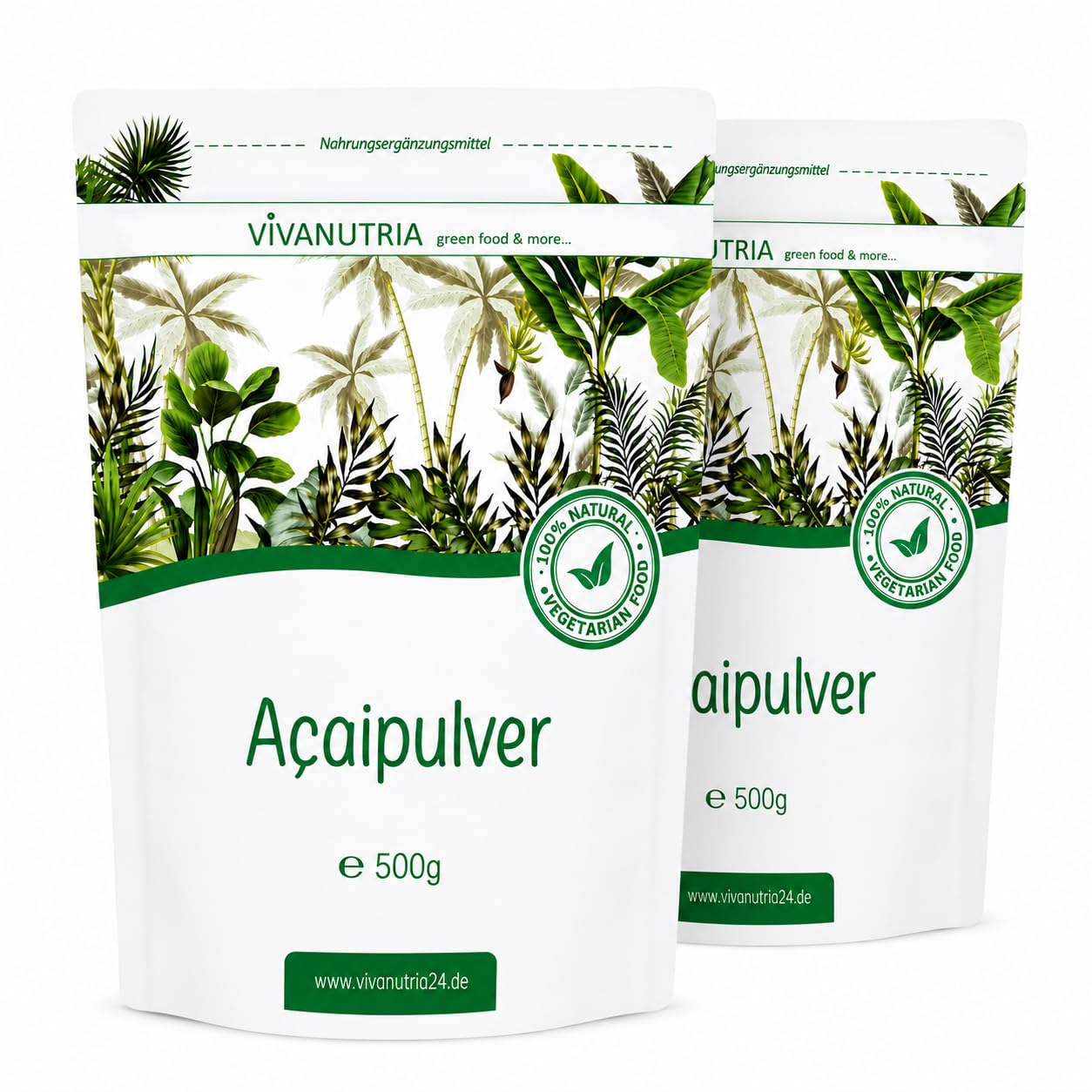 VivaNutria Acai Pulver 1000g I Acai-Beeren-Pulver für Bowls und als Müsli-Topping I Smoothie Pulver 1kg I Rohkostqualität ohne Zusätze I Antioxidantien I vegan