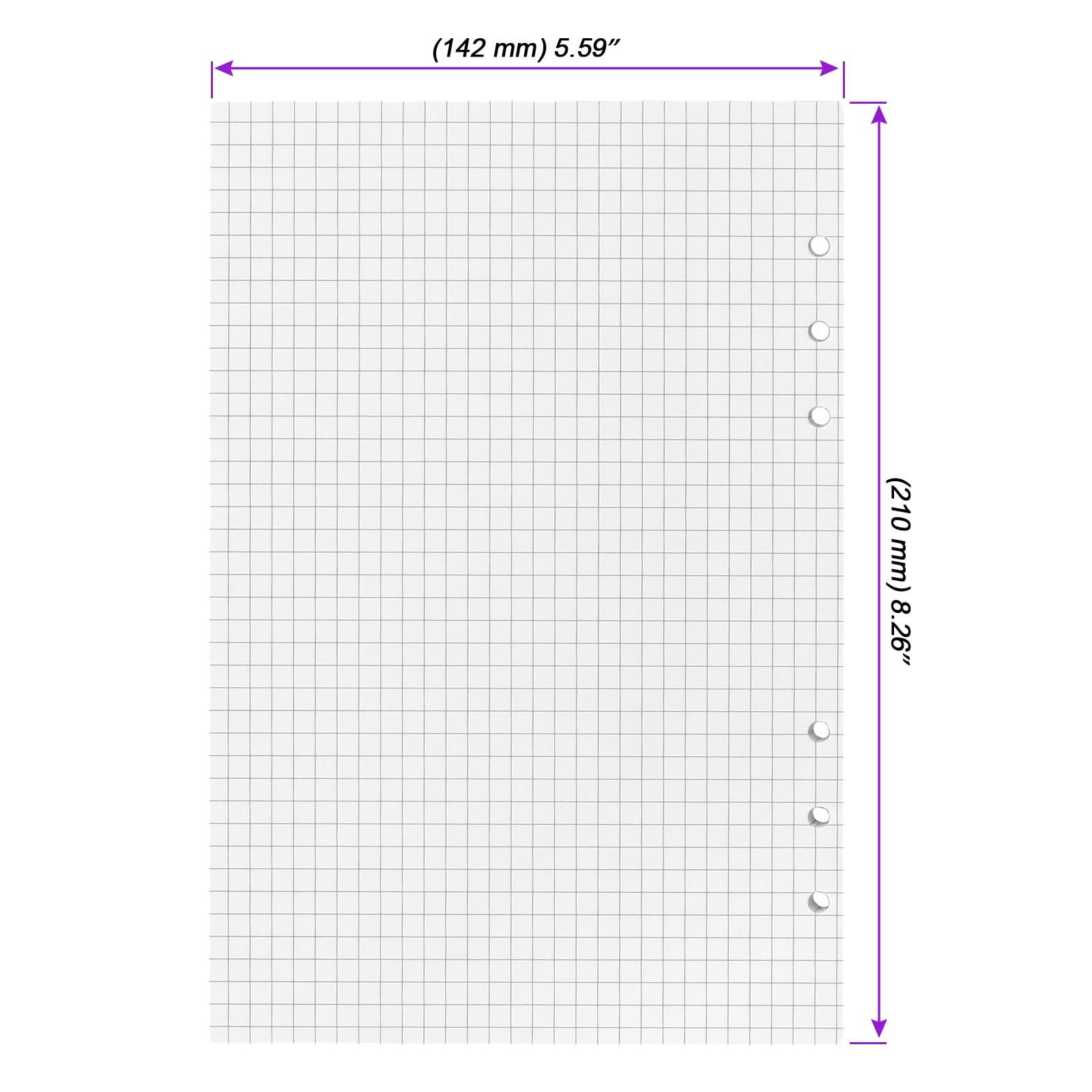 540 arkuszy papieru A5 w kratkę, 6 otworów, papier uzupełniający A5, segregator w kratkę, wkładki do planera A5, wkłady uzupełniające do notatnika, 6 otworów, segregator, dziennik
