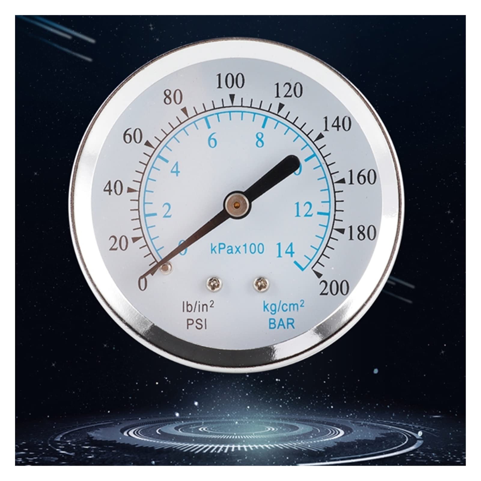 Manómetro de Metal de Doble Escala de 0-200psi/0-14bar, medidor de presión NPT de 1/8 ", medidor de presión de Esfera de Aceite de Agua y Aire de Rosca