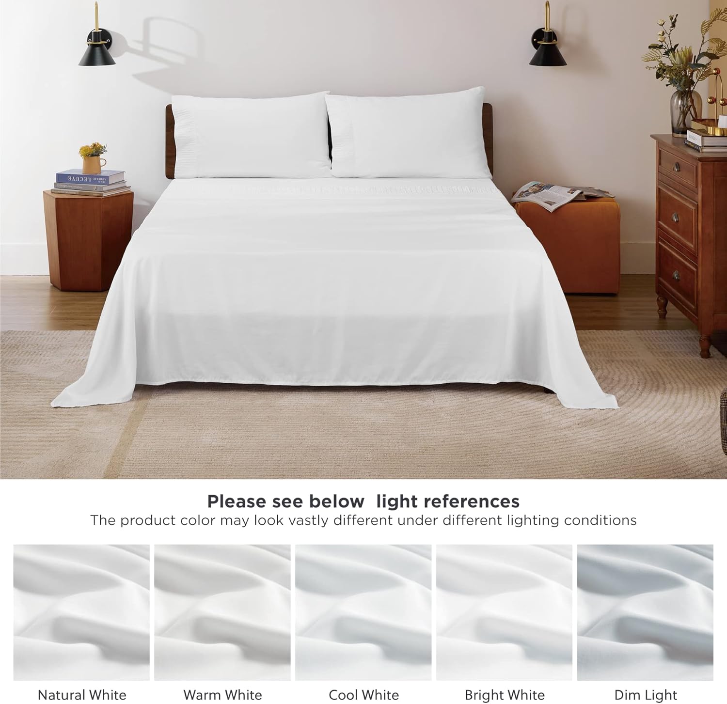 Bedsure White Sheets Queen Size - Soft 1800 Bedding Sheets & Pillowcases Sets, 4 Pieces White Sheets : Home & Kitchen