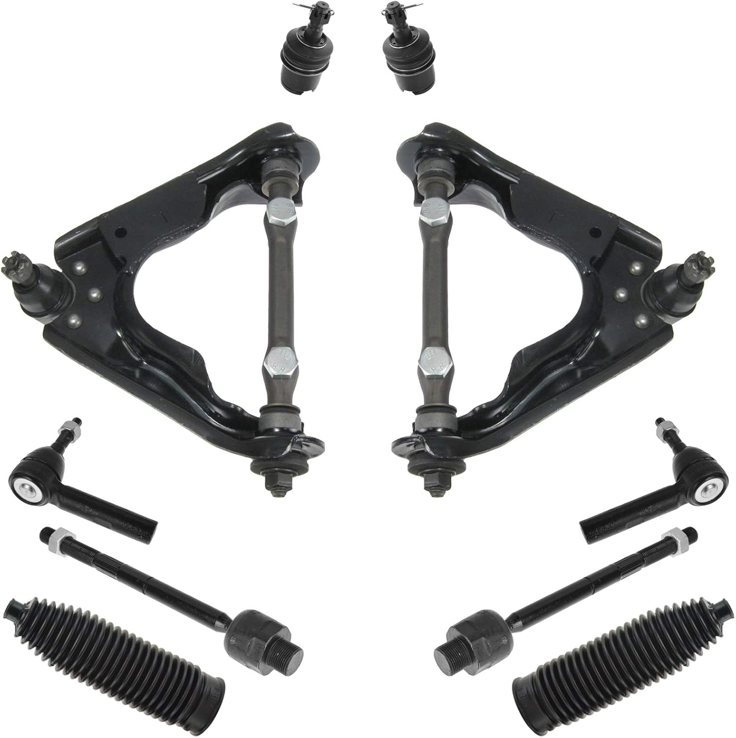 TRQ Front Steering & Suspension Kit Ball Joint Control Arm with Ball Joint Steering Rack & Pinion Bellow Tie Rod Compatible with 2000-2004 Dodge Dakota 2000-2003 Durango