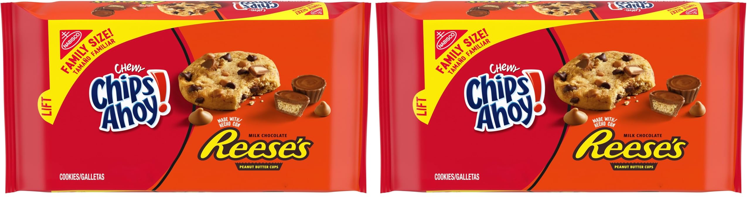 Chewy Chocolate Chip Cookies with Reese's Peanut Butter Cups, Family Size, 14.25 oz (Pack of 2)