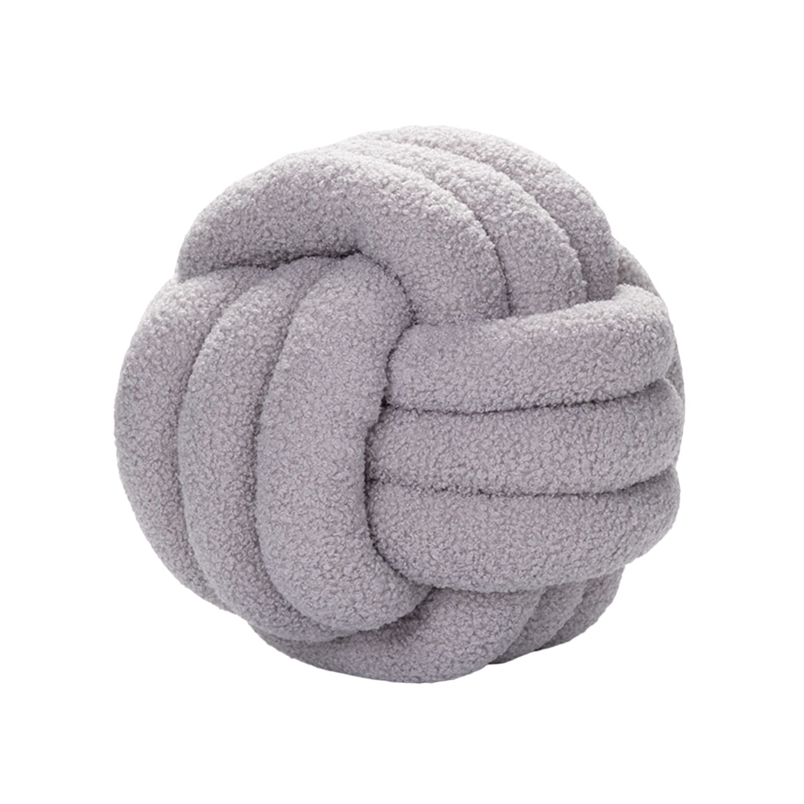 Bigougem Knot Ball Pillow, Knotted Ball Throw Pillow Ultra Soft Companionship Decorative Hand-woven Knotted Ball Lamb Velvet Sofa Cushion, Knot Cushion, Sofa Pillow Light Grey
