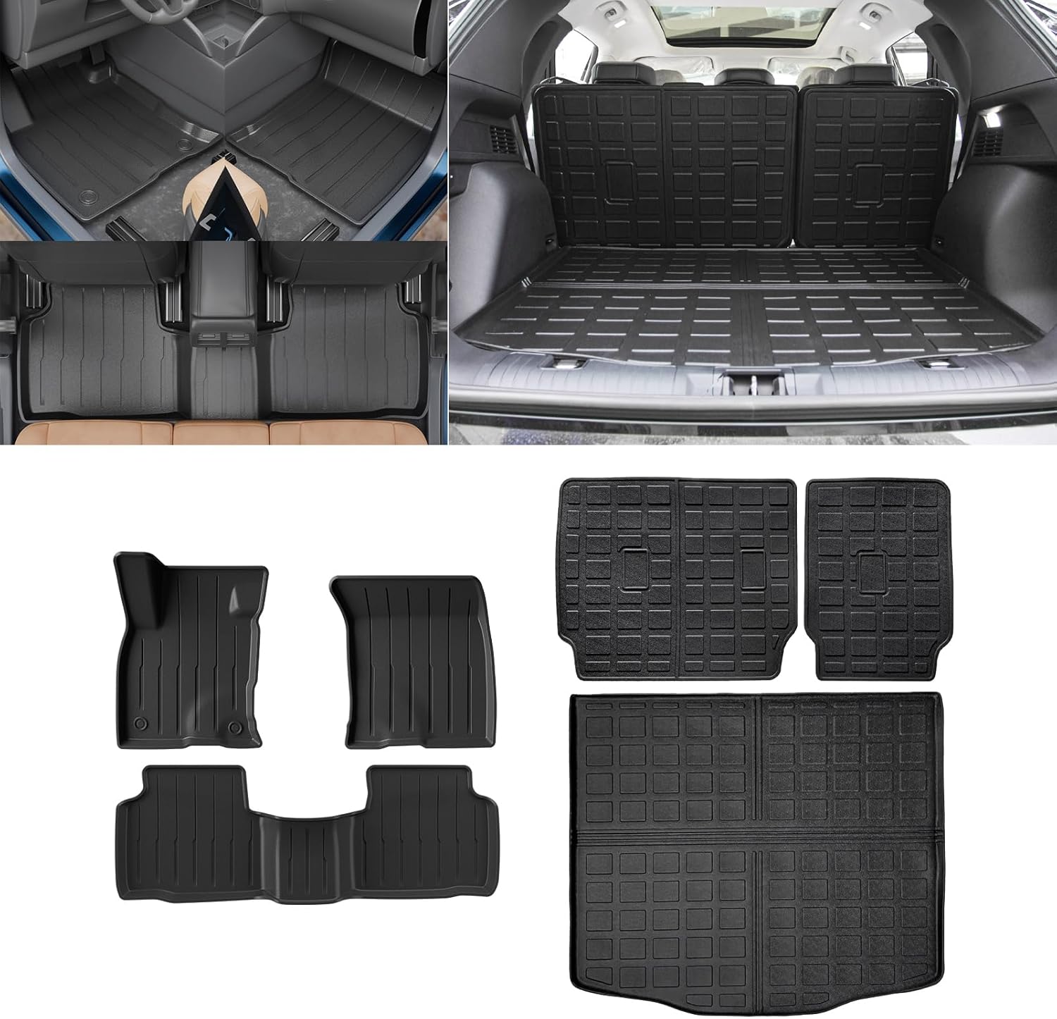 Rongtaod Floor Mats Compatible with 2020-2025 2026 Ford Escape (Fit Fuel) Trunk Mat Cargo Mat Cargo Liner Back Seat Cover Protector 2024 Escape Accessories (Floor Mats+Trunk Mat+Backrest Mats)
