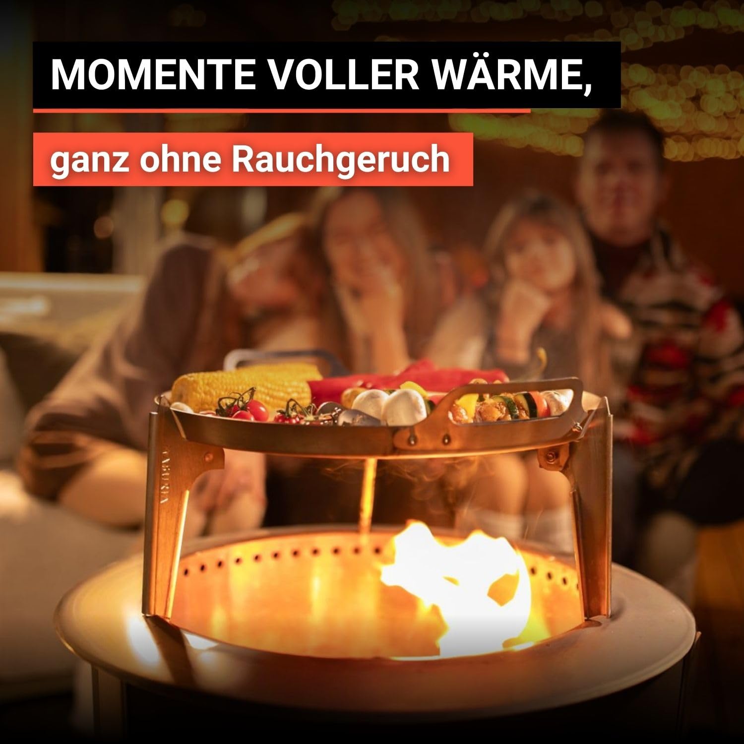 Masuria Rauchfreie Feuerschale 60cm Alpha 600 Edelstahl Tragbare Feuertonne Patentierte Rauchreduzierung